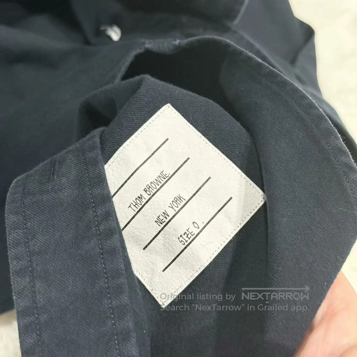 Thom Browne navy blue thom browne long sleeve shirt. Size US XXS / EU 40 - 4 Thumbnail