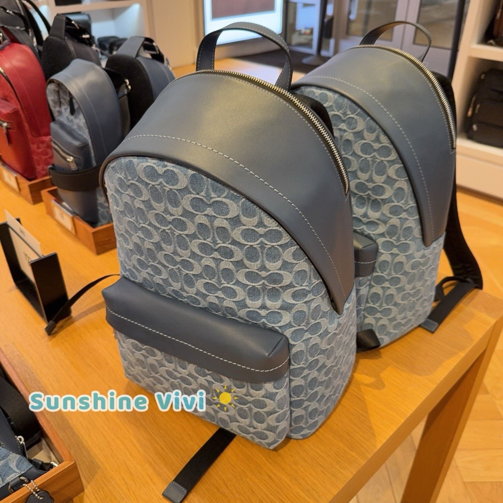 Coach NWT Coach Taylor Backpack Signature Denim CDF23 Silver/Denim Size ONE SIZE - 3 Thumbnail