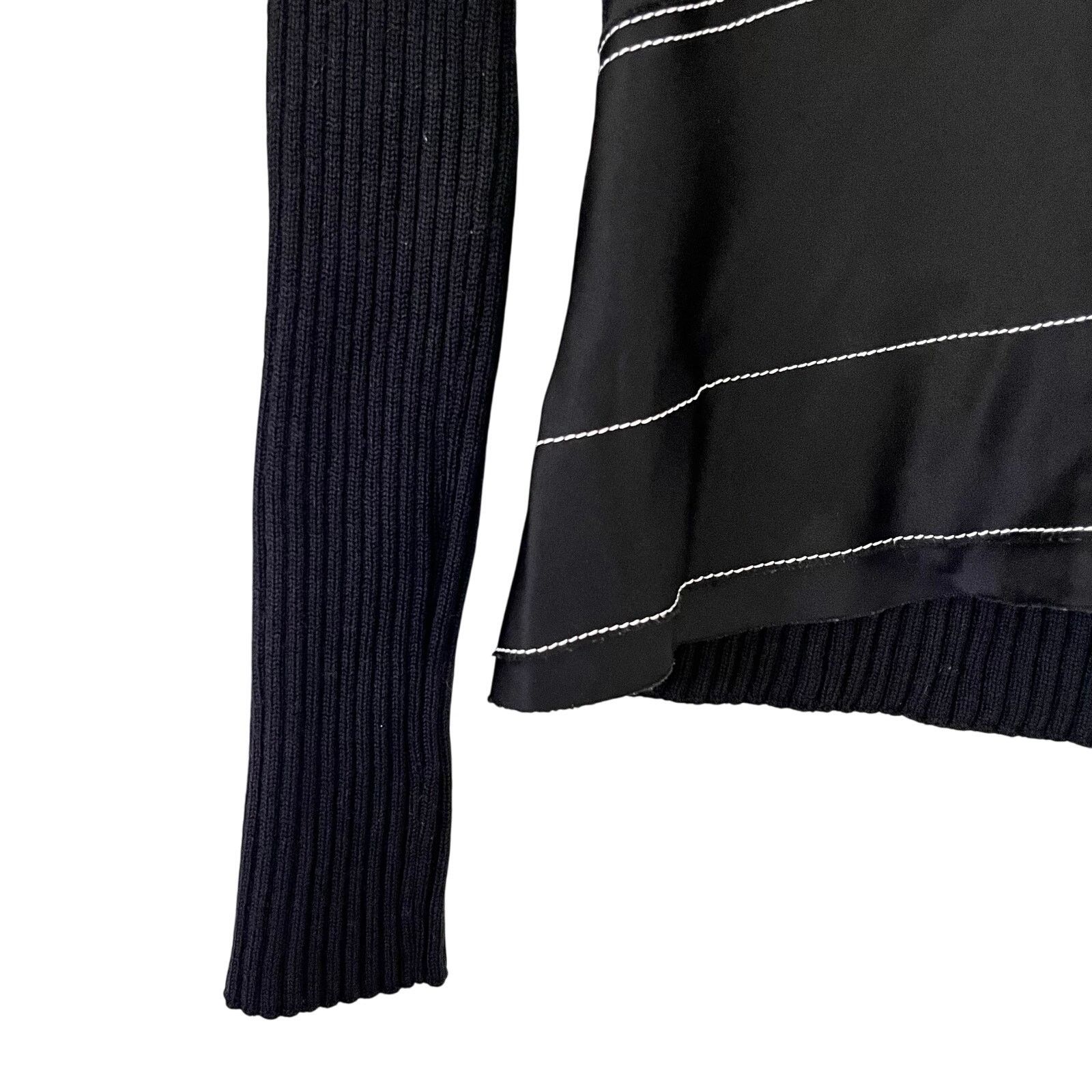 Zara Zara Black Contrast Stitch Ribbed Knit Wool Sweater Size M / US 6-8 / IT 42-44 - 4 Thumbnail