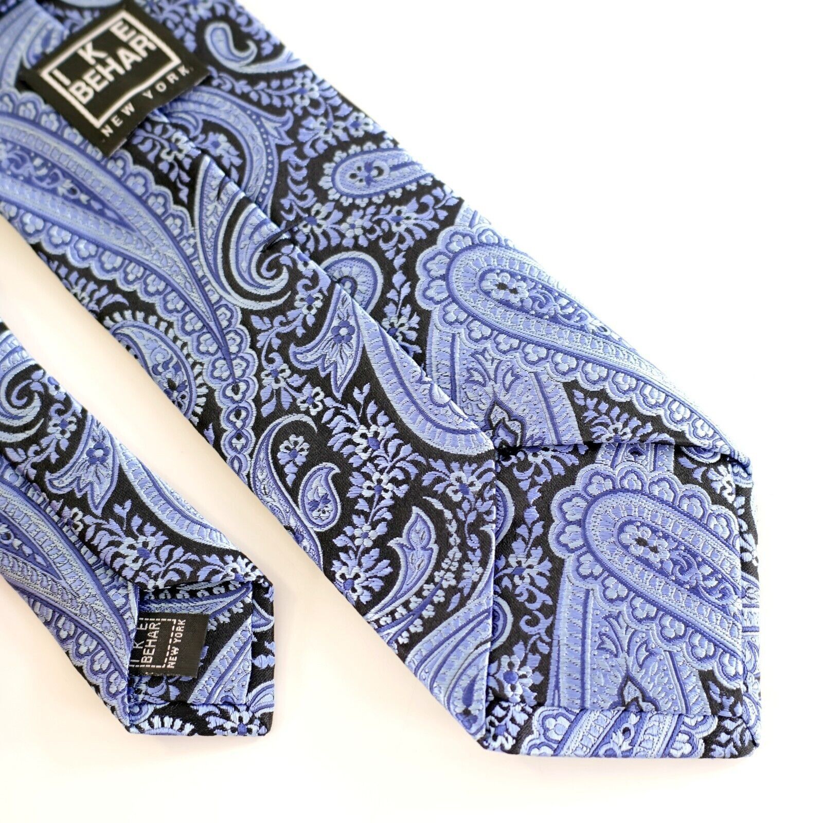 Ike Behar Ike Behar New York Blue Black Paisley Woven Silk Tie Size ONE SIZE - 6 Thumbnail