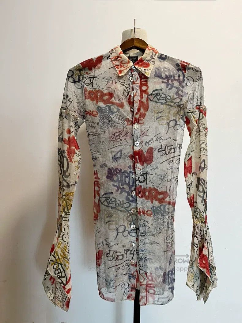 Vintage vintage Graffiti Tulle Top Shirt Size US S / EU 44-46 / 1 - 1 Thumbnail