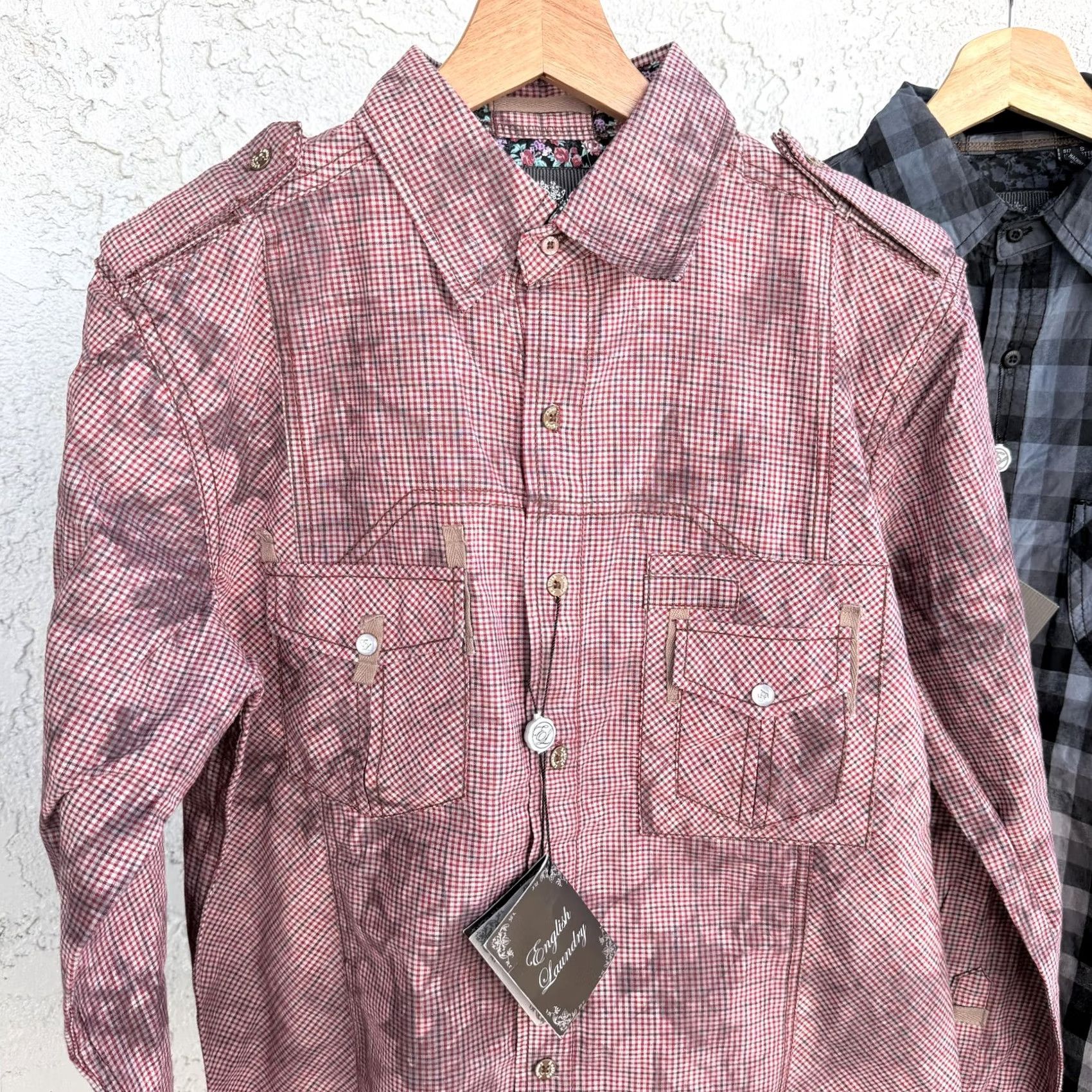 English Laundry VINTAGE? No. English Laundry Shirts Mens Small Lot Of 3 Plaid Long Sleeve Black Label Button Size US S / EU 44-46 / 1 - 2 Thumbnail