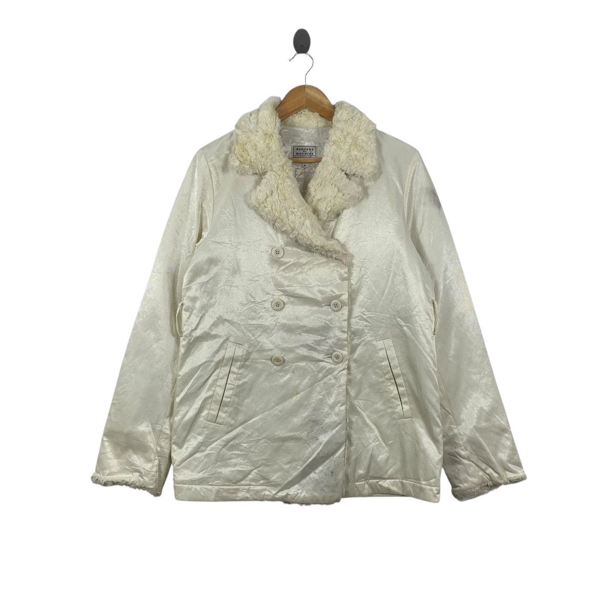 Vintage ZEPHYR DE PARIS Faux Fur Double Breasted Peacoat