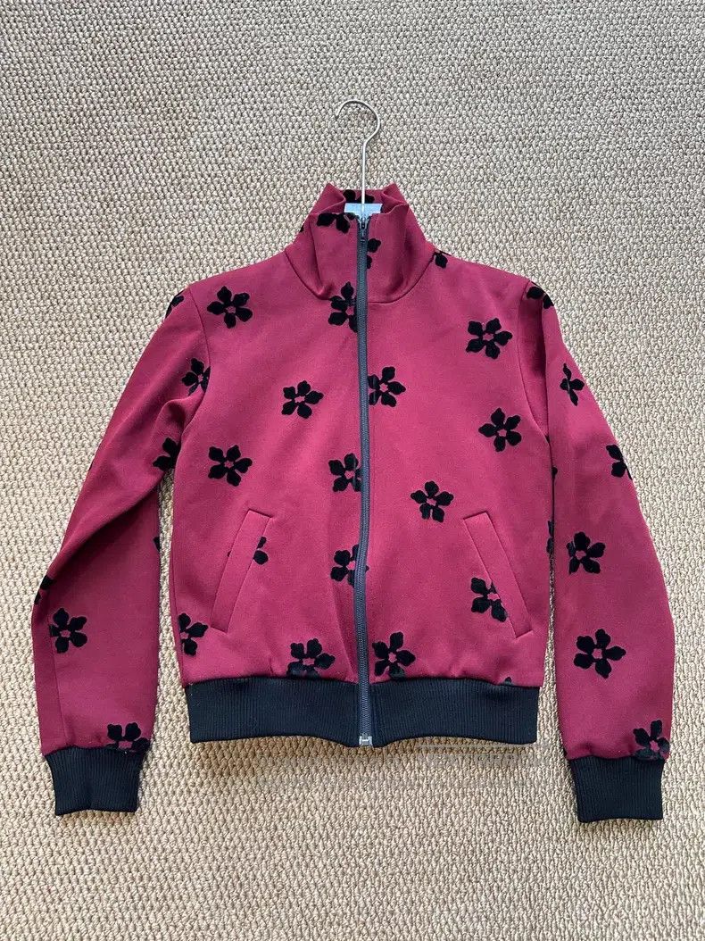 Comme des Garcons Comme Des Garcons Burgundy velvet flower zipper coat Size M / US 6-8 / IT 42-44 - 1 Thumbnail