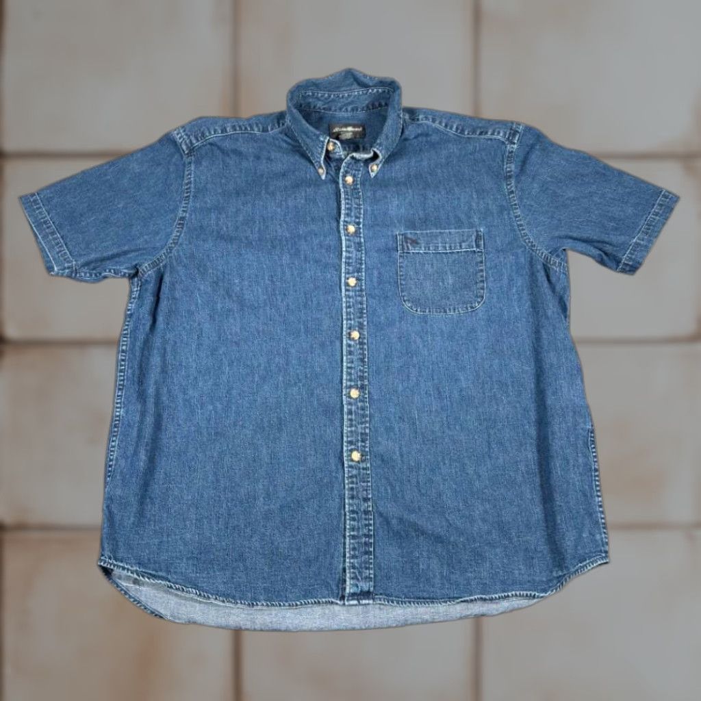 Eddie Bauer VINTAGE Eddie Bauer Shirt Adult EXTRA LARGE Blue Denim Dark Wash Outdoor Y2K Shirt Size US XL / EU 56 / 4 - 1 Thumbnail