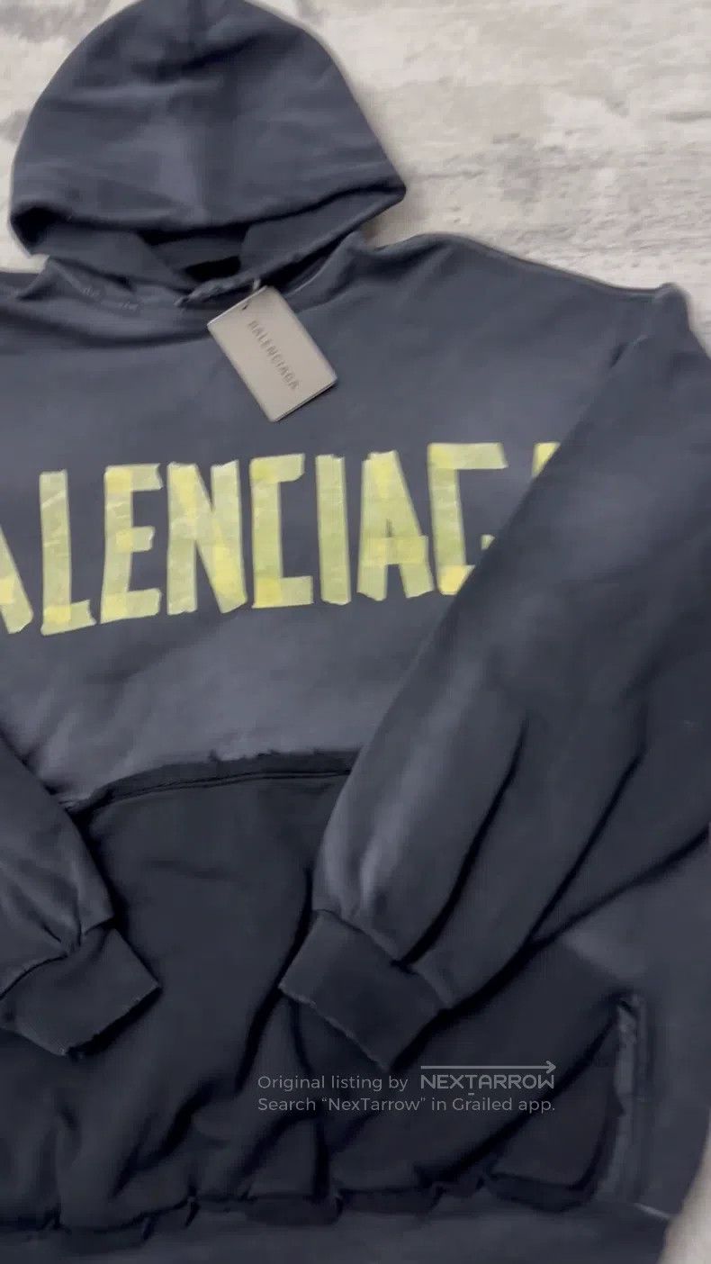 Balenciaga Balenciaga Black Distressed Tape Hoodie Size US S / EU 44-46 / 1 - 1 Thumbnail