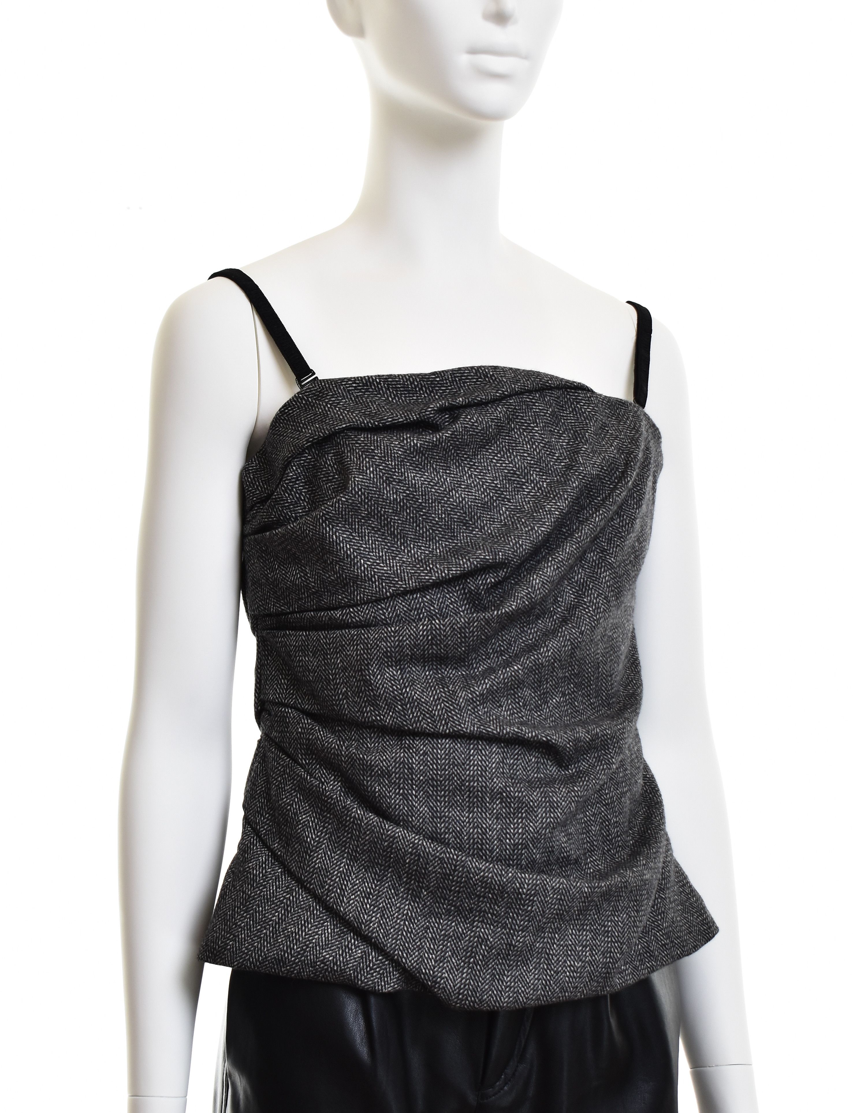 Dolce & Gabbana NWT! DOLCE GABBANA Wool Tweed Drapery Corset Strap Tank Top Size M / US 6-8 / IT 42-44 - 6 Thumbnail