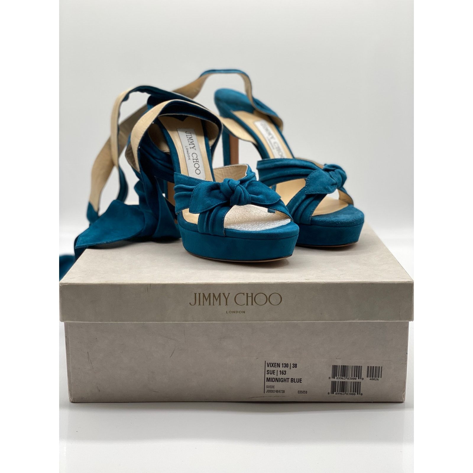 Jimmy Choo Jimmy Choo Vixen 130 Platform Sandals Midnight Blue sz 38 EU Size US 8 / IT 38 - 6 Thumbnail