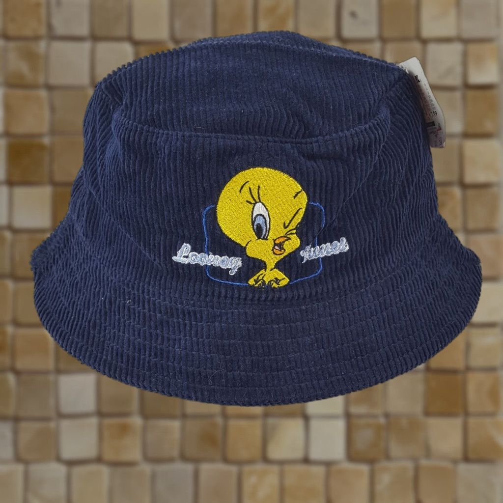 Vintage VINTAGE Looney Tunes Tweety Bird Bucket Hat M Blue Corduroy 90s Cartoon Casual Mens Size ONE SIZE - 1 Thumbnail