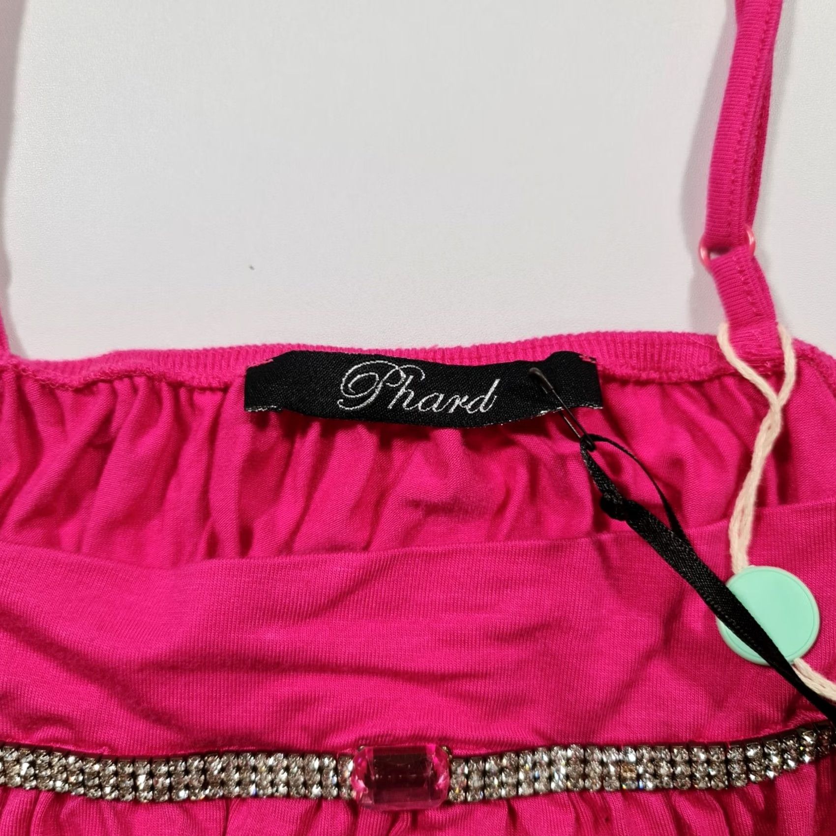 Pinko Phard Womens Top Pink Medium Sleeveless Embellished Blouse Camisole Shirt Dressy City Elegant Rhinestone Spaghetti Strap Pull On Jersey 95% Visco… Size M / US 6-8 / IT 42-44 - 4 Thumbnail