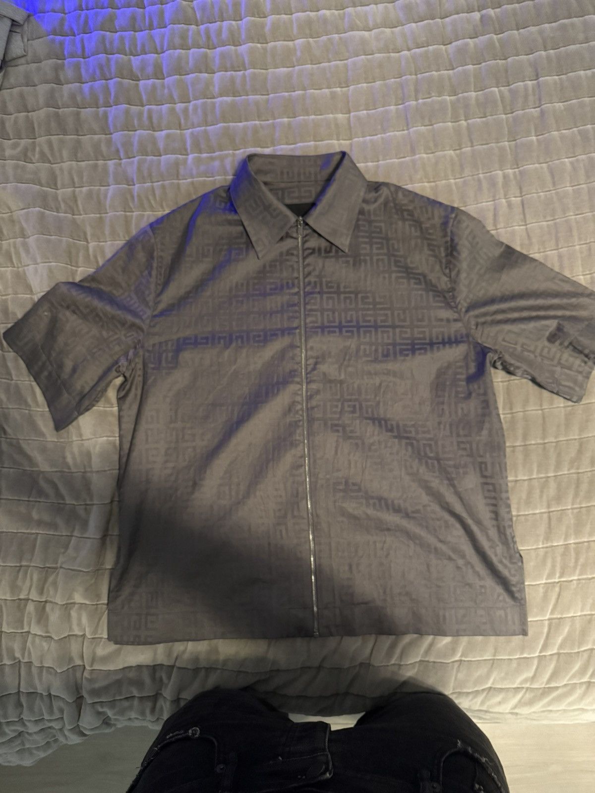 Givenchy SHORT SLEEVES BOXY FIT ZIPPED SHIRT - TITANIUM Size US XXS / EU 40 - 1 Thumbnail