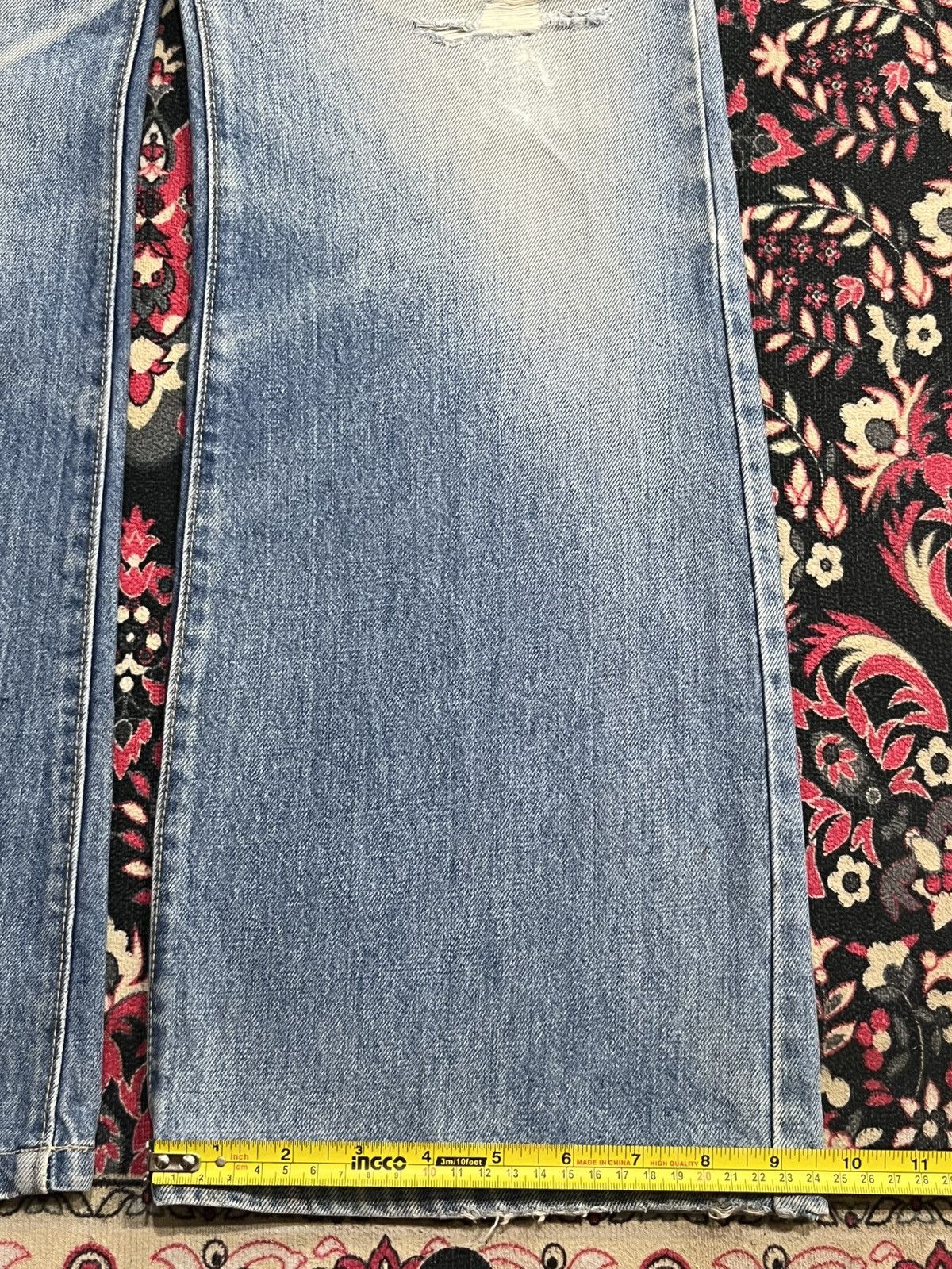 Vintage Vintage Unbranded Light Blue Faded Washed Ripped Flare Jeans Size US 29 - 14 Thumbnail