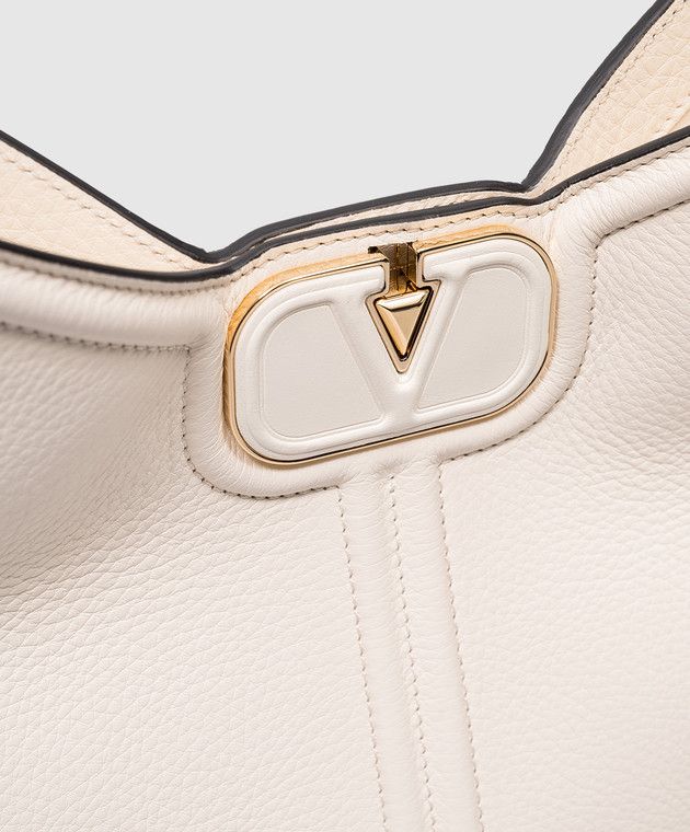 Valentino o1s22i1n0924 Size: OS / Vlogo Leather Hobo Bag in White Size ONE SIZE - 5 Thumbnail