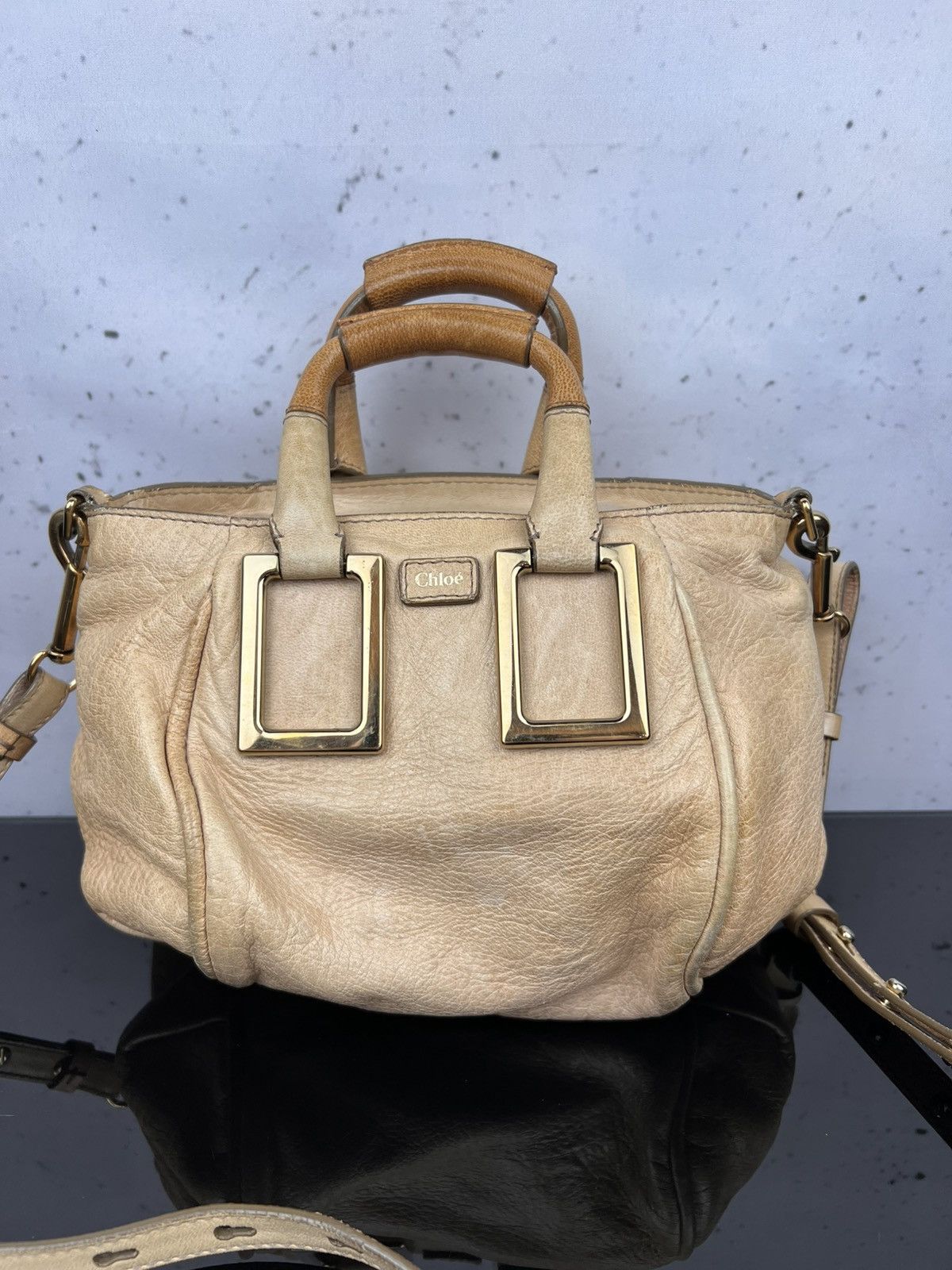 Chloe Authentic Chloé Ethel Small Satchel Bag Tan Lambskin Leather Size ONE SIZE - 2 Thumbnail