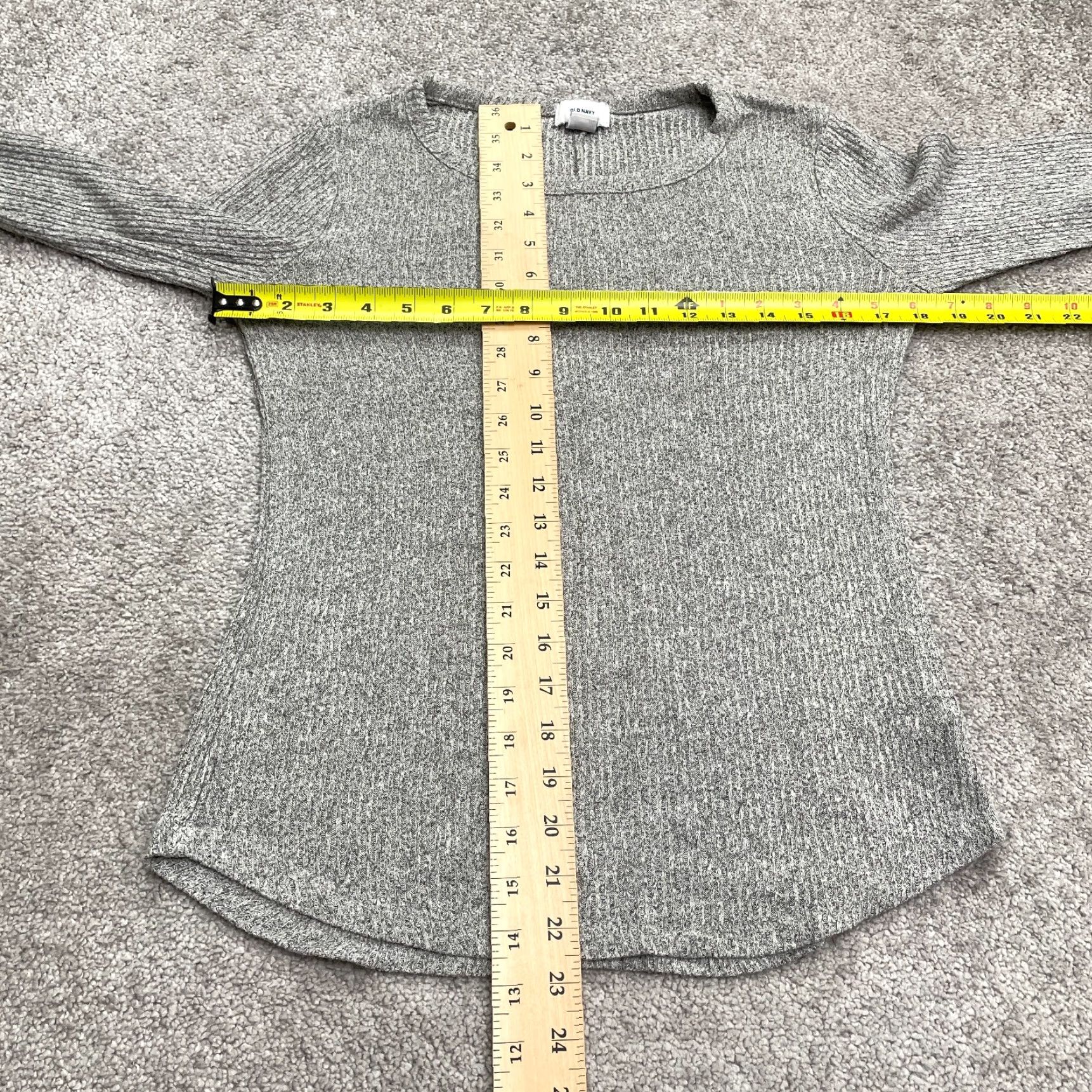 Old Navy Old Navy Pullover Sweater Women XS Petite Gray Crew Neck Rib Stretch Knit Stretchy Breathable Lightweight Casual Slim Fit Size XS / US 0-2 / IT 36-38 - 7 Thumbnail