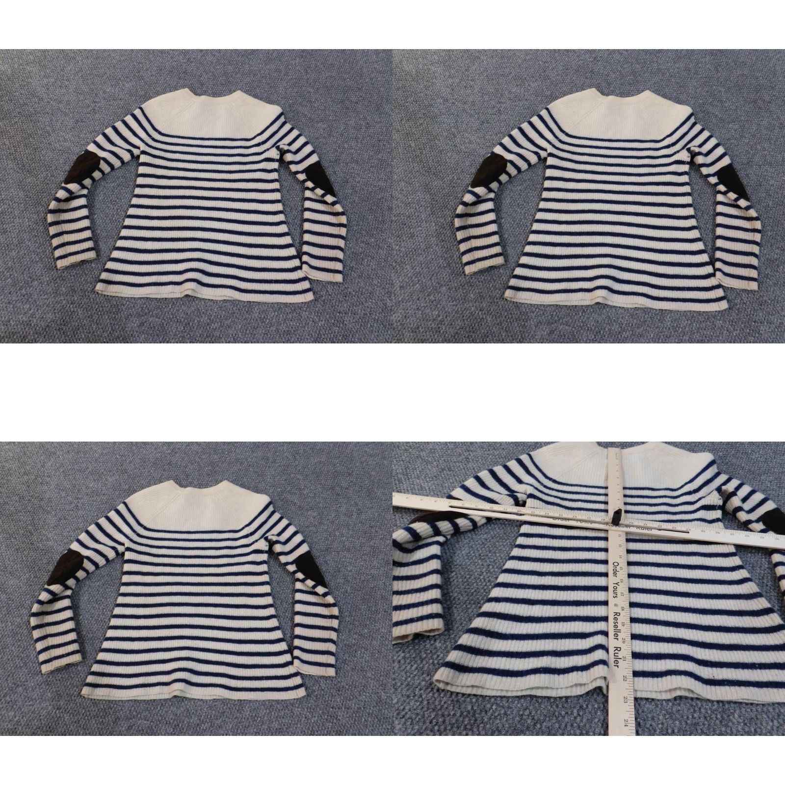Madewell Madewell sweater Small Womens pullover beige knit stripe striped elbow patch open-knit round neck raglan sleeve logo stretch pull over Size S / US 4 / IT 40 - 8 Thumbnail