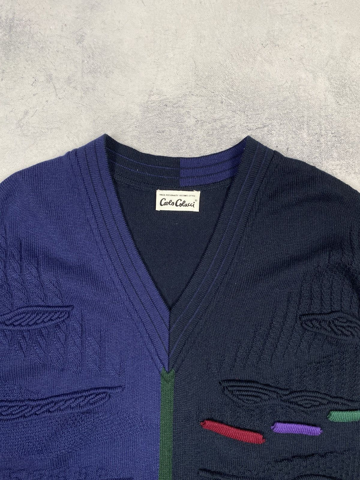 Carlo Colucci Vintage 80s Carlo Colucci Wool Knit Vest Navy Blue Size XXL Size US XL / EU 56 / 4 - 5 Thumbnail