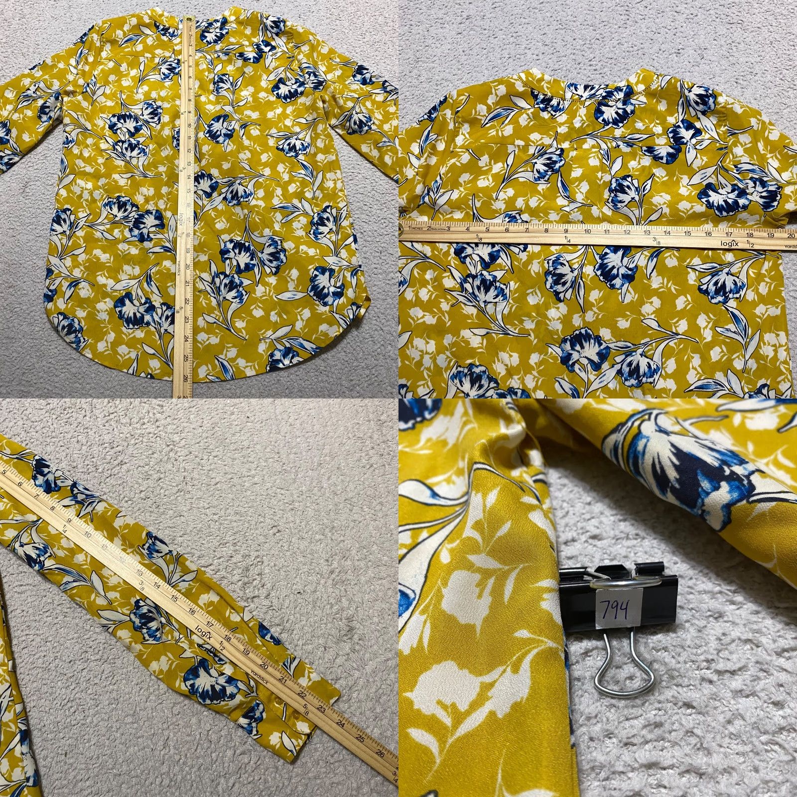 J.Crew J. Crew Womens Small Shirt Yellow Floral Long Sleeve V-Neck Pullover Blouse Top Size S / US 4 / IT 40 - 8 Thumbnail