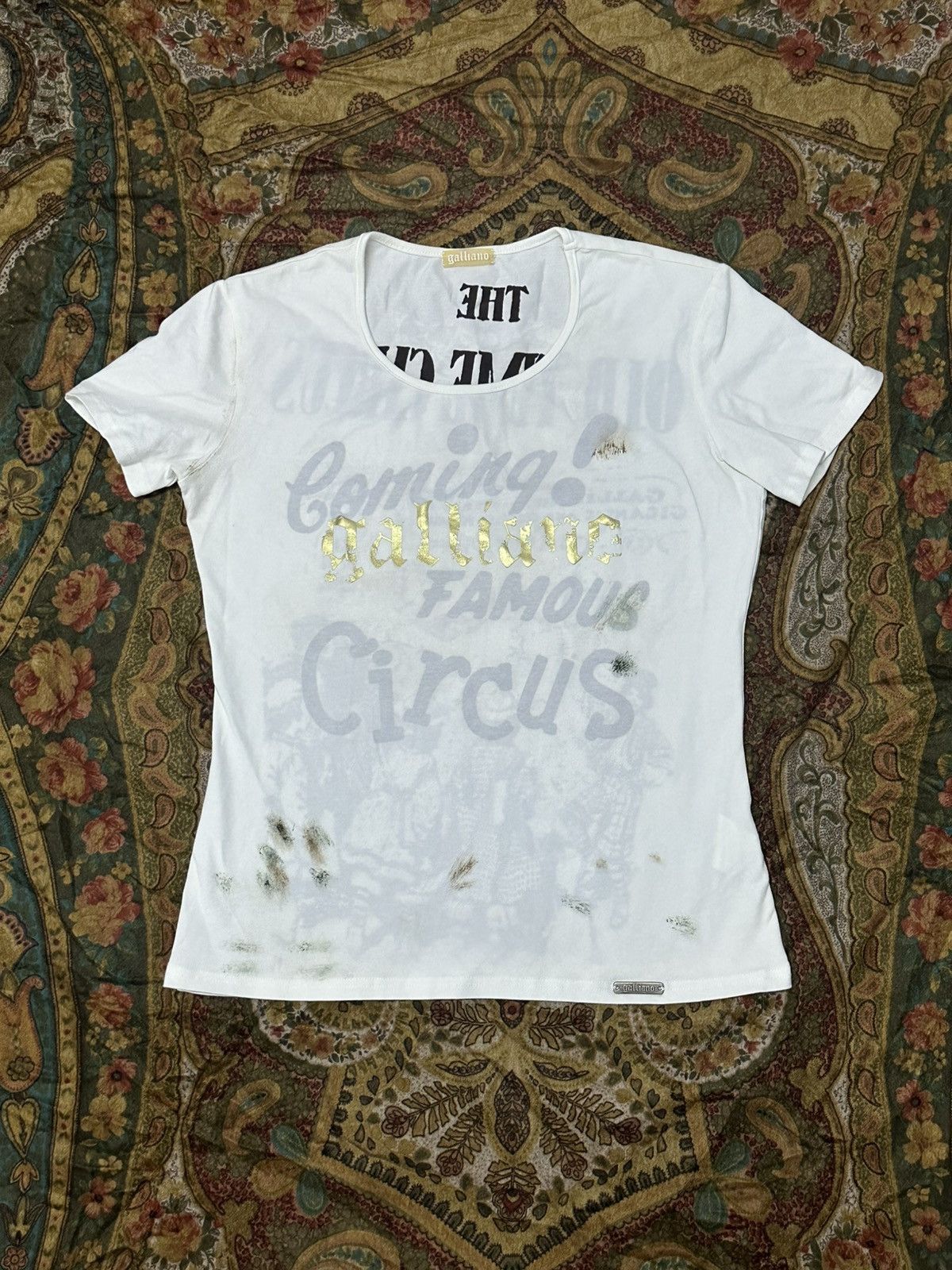 John Galliano S/S 1997 John Galliano “The Circus Collection” Dirty T-Shirt Size S / US 4 / IT 40 - 2 Thumbnail