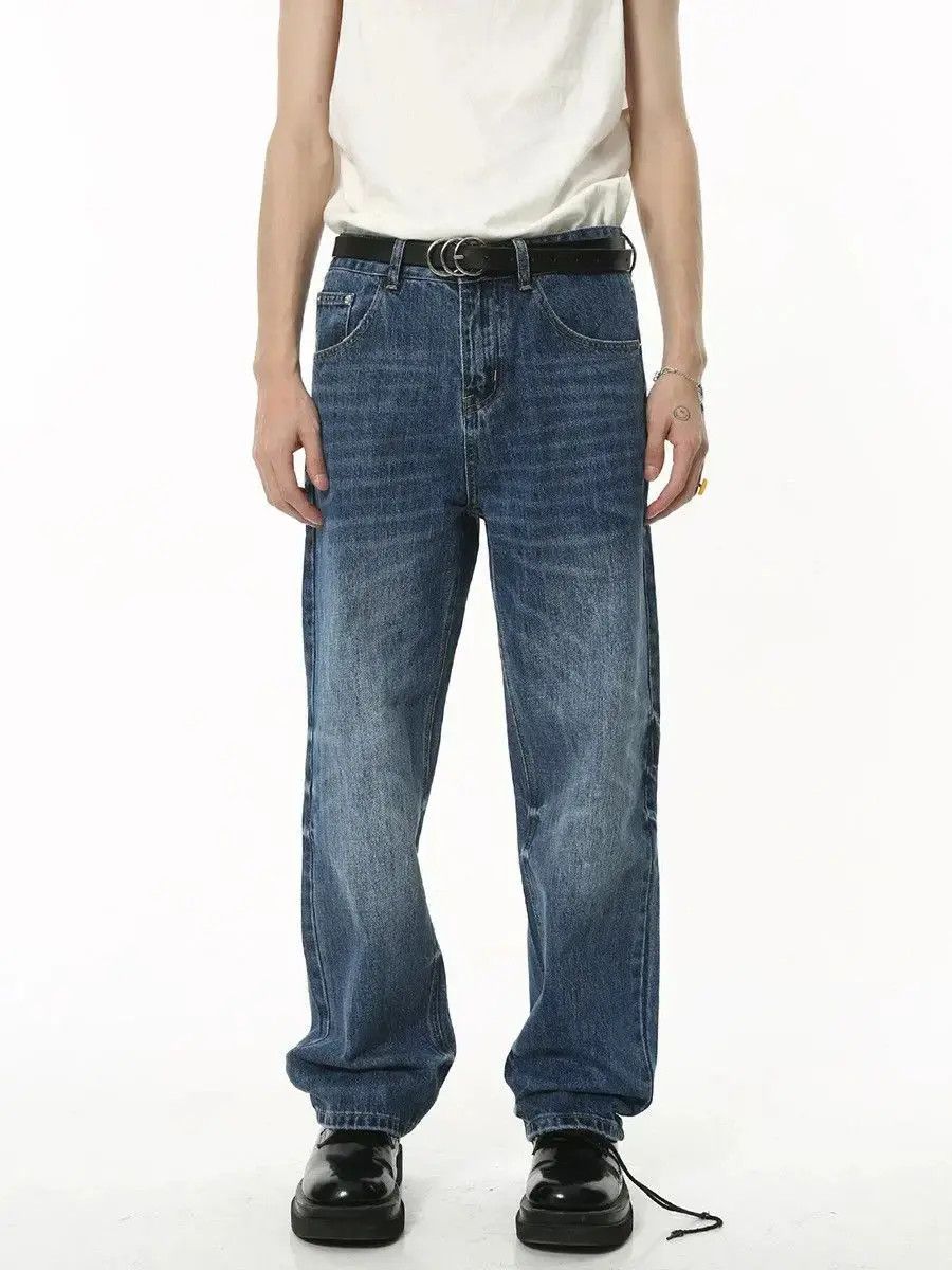 Japanese Brand Retro loose casual washed straight leg jeans Size US 32 / EU 48 - 3 Thumbnail