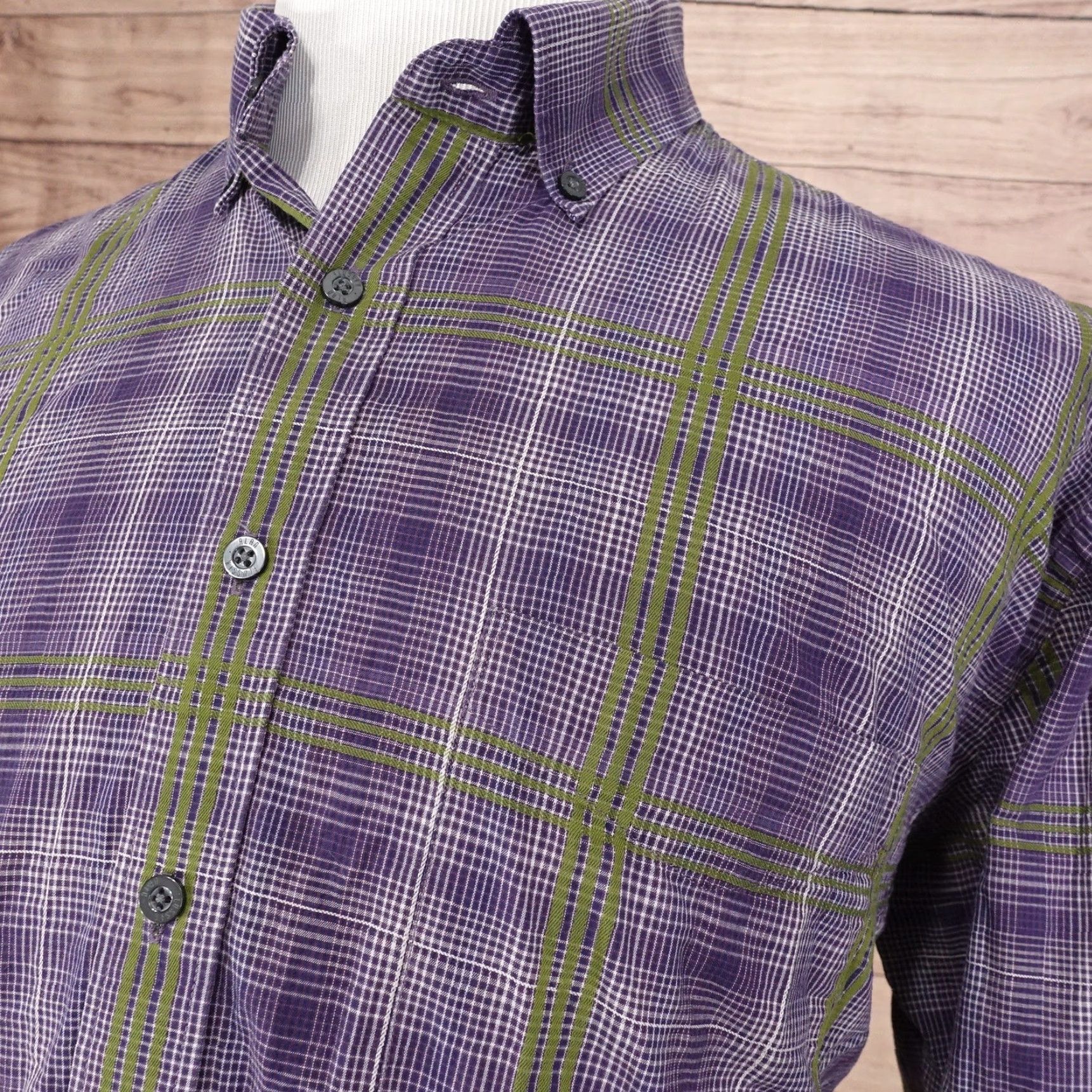 Vintage VINTAGE Alan Flusser Men's Shirt XL Long Sleeve Cotton Plaid Button-Down Casual Business Size US XL / EU 56 / 4 - 2 Thumbnail