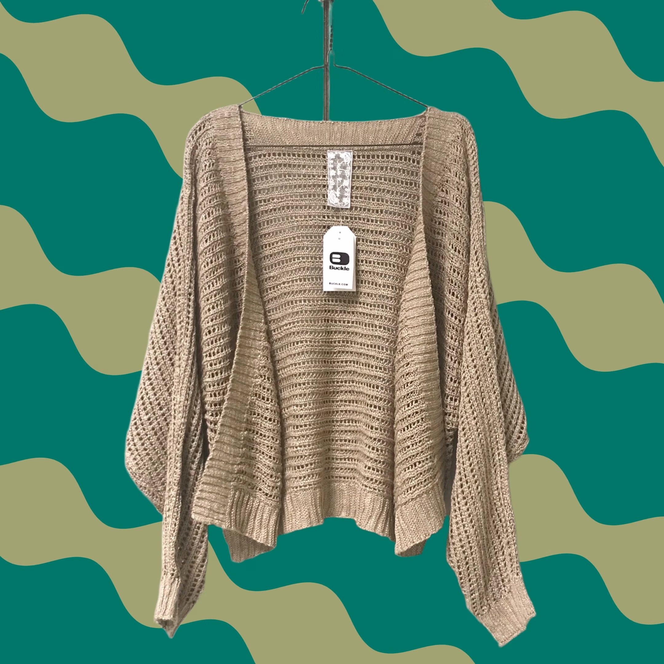 Vintage Buckle Sadie & Sage Women Coffee Crochet Pointelle Open Front Cardigan Sweater S Size S / US 4 / IT 40 - 1 Thumbnail