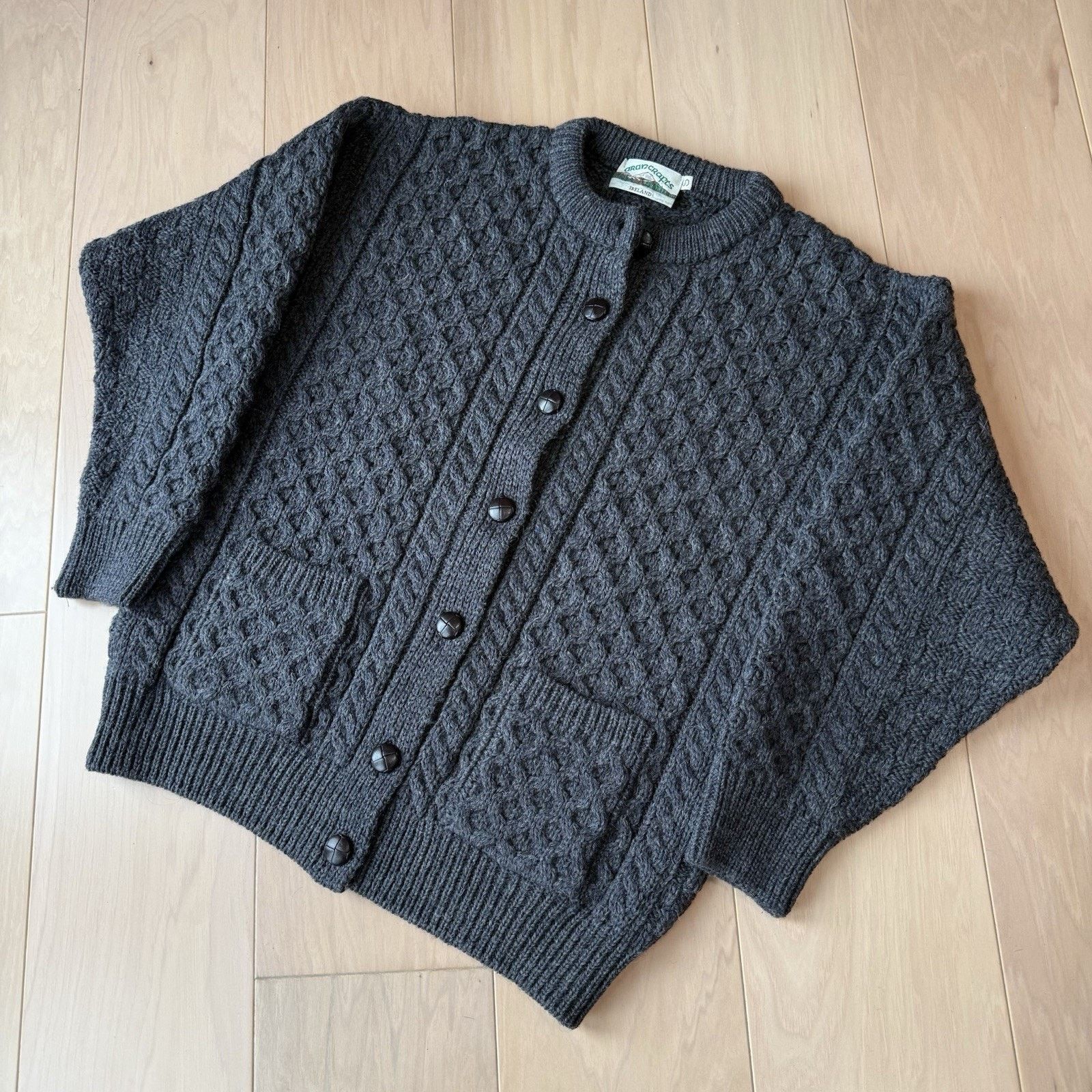 Aran Crafts Aran Crafts Cable Knit Cardigan Gray Wool Ireland Fisherman Size S / US 4 / IT 40 - 10 Thumbnail