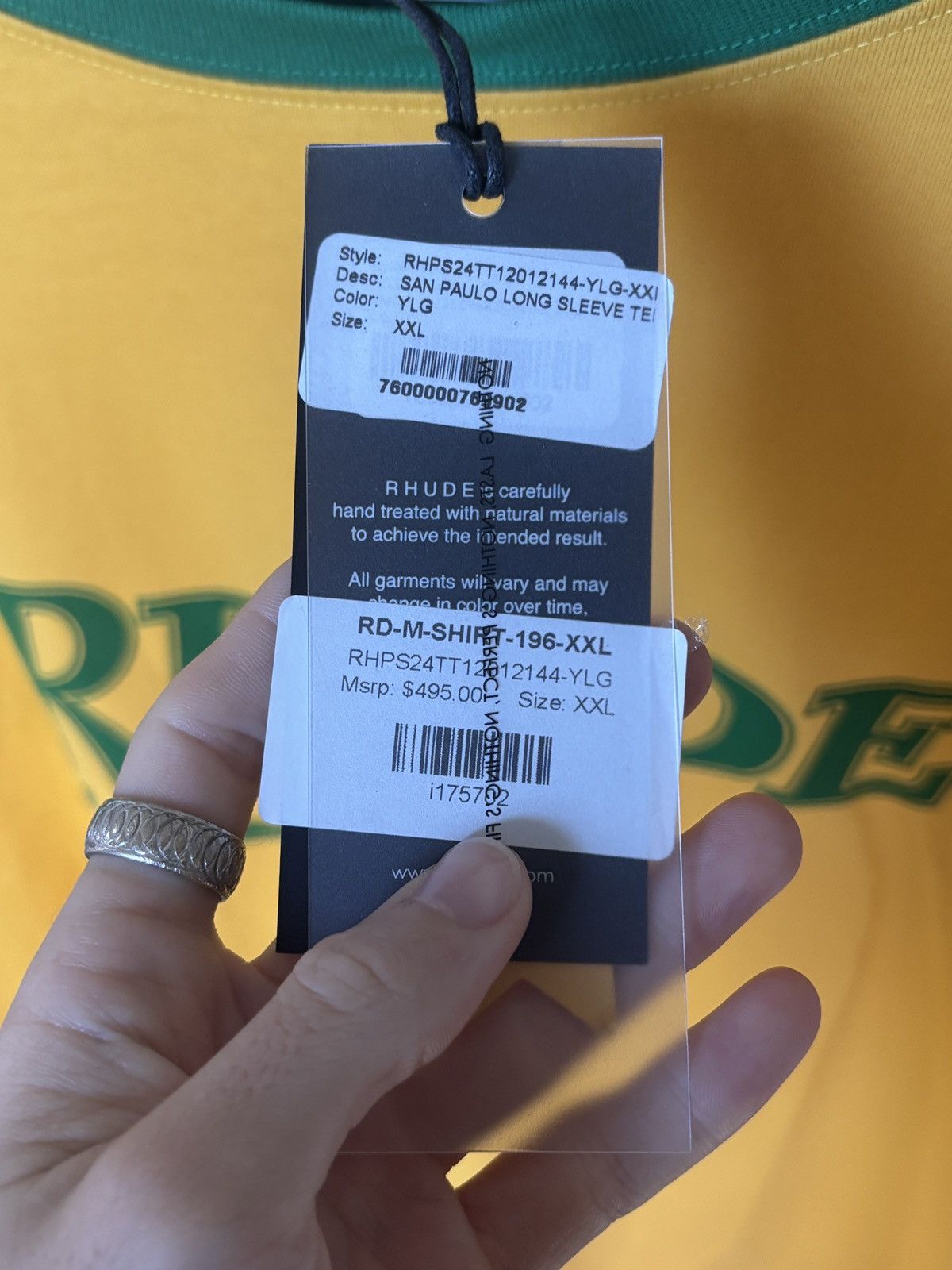 Rhude RHUDE | YELLOW GREEN LOGO JERSEY TEE Size US XXL / EU 58 / 5 - 7 Thumbnail