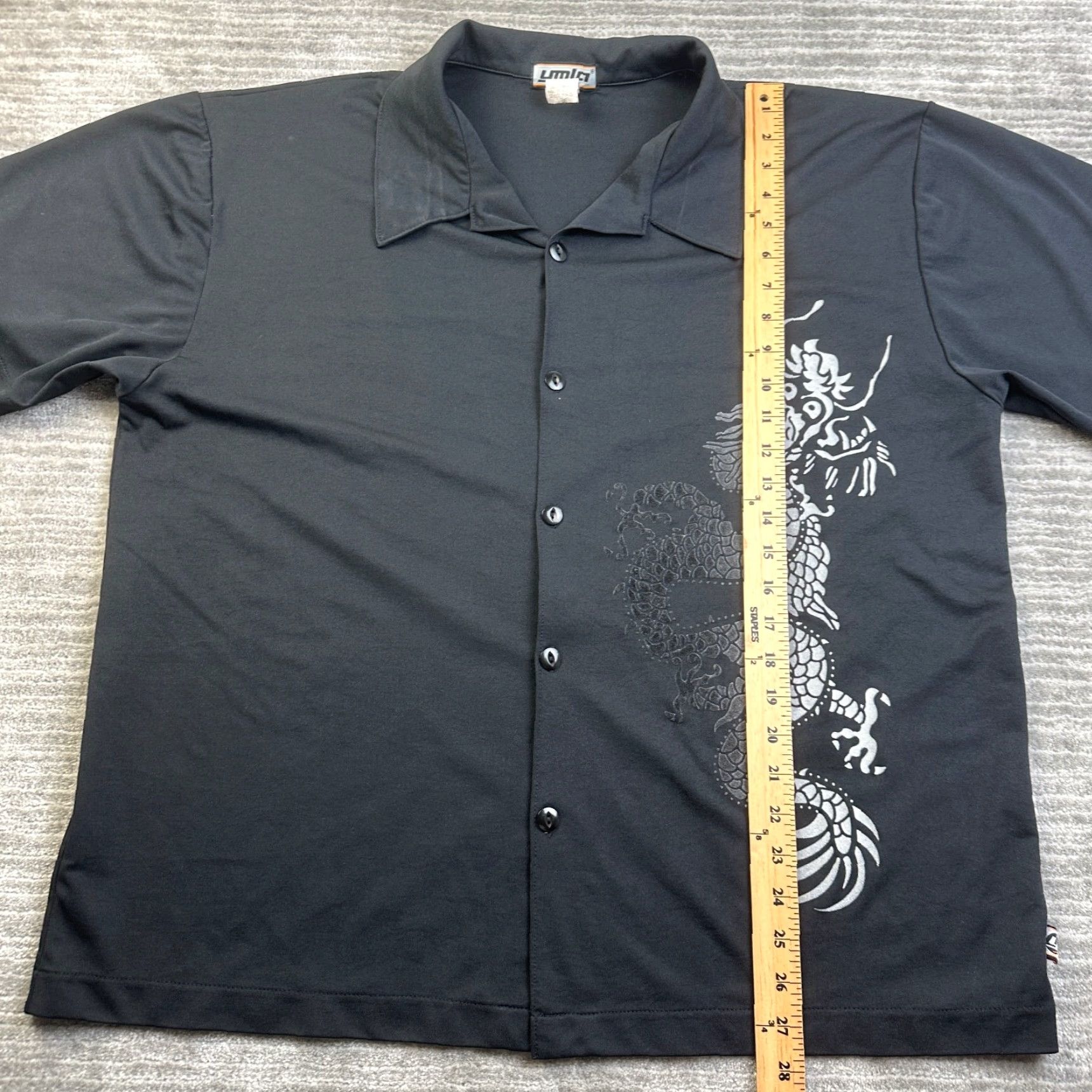 Vintage YMLA Shirt Mens L Black Button Up Casual Camp Disco Y2K Rave USA Made Size US L / EU 52-54 / 3 - 8 Thumbnail