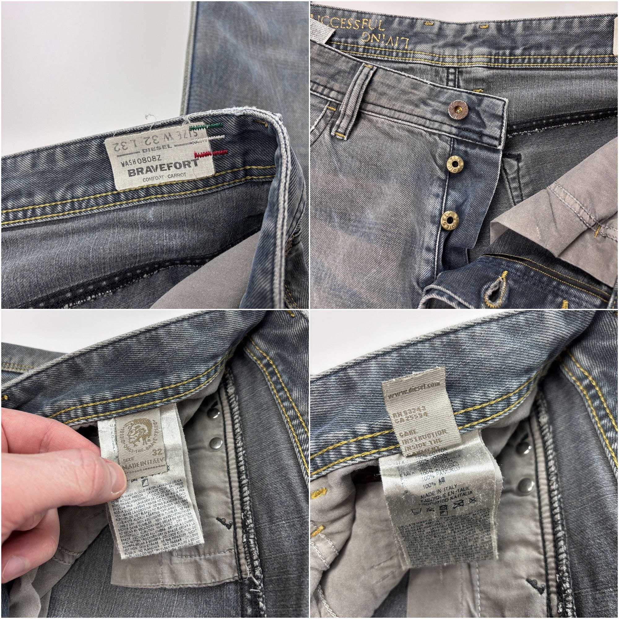 Diesel Diesel Bravefort Comfort-Carrot Acid Wash Jeans Size 32x32 Size US 32 / EU 48 - 8 Thumbnail