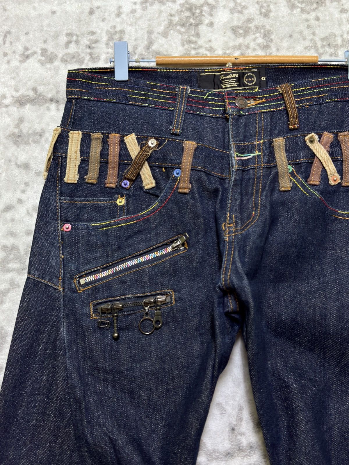 If Six Was Nine Japanese Archive BreathMINt Double Waist Punk Denim Pants Size US 31 - 4 Thumbnail