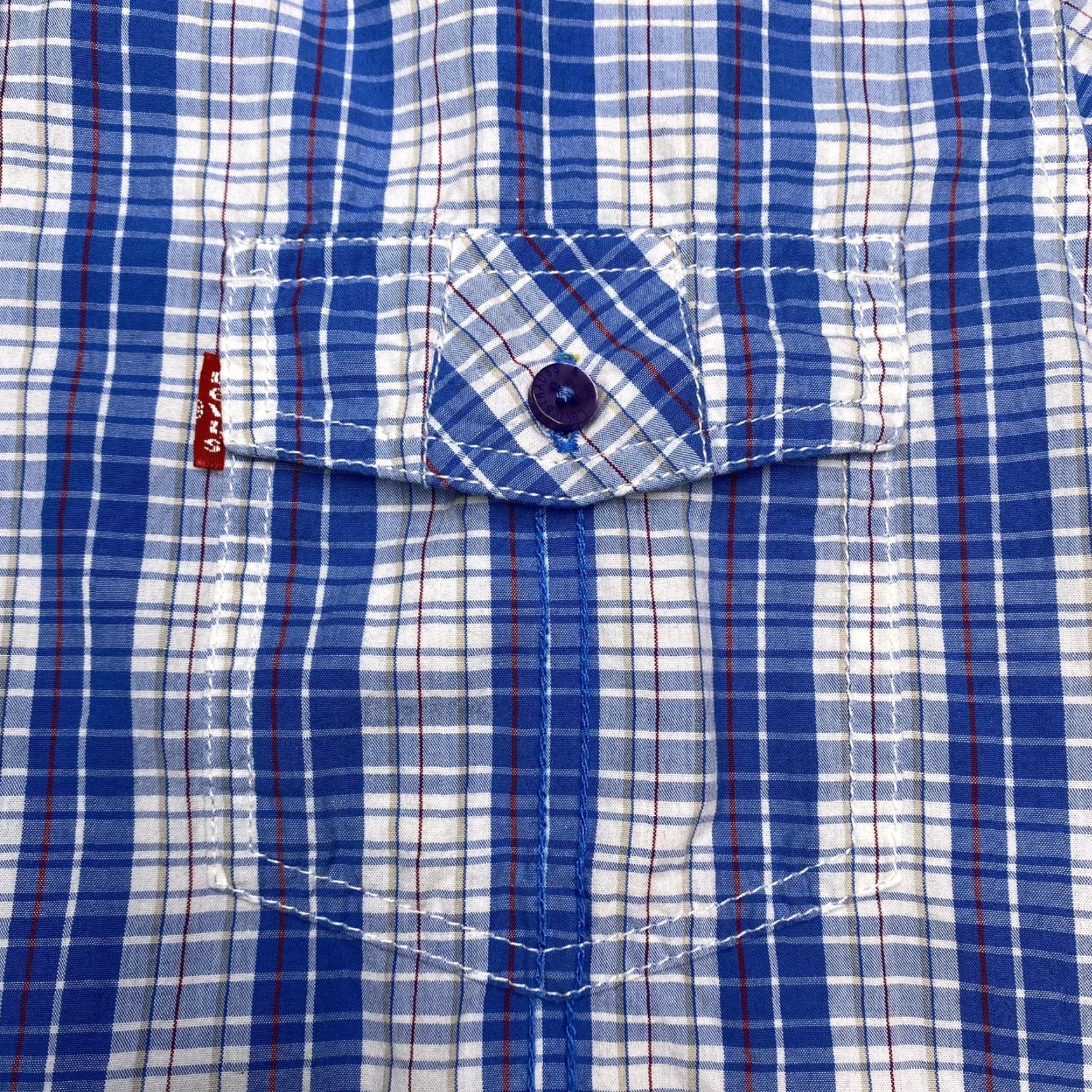 Levi's Levis Red Tab Shirt Adult Large Blue Front Pockets Plaid Button Up Mens Size US L / EU 52-54 / 3 - 6 Thumbnail