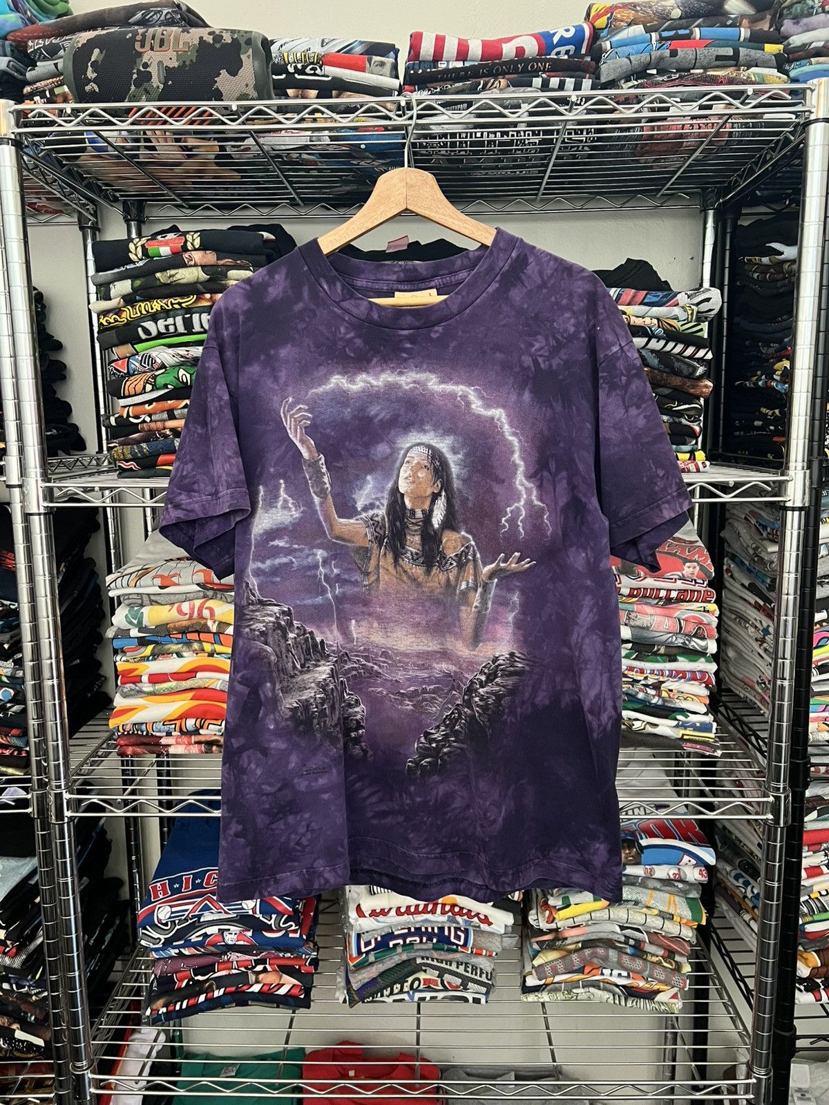 The Mountain 1999 Native American Lightning Fantasy Tee Art Tie Dye Size US L / EU 52-54 / 3 - 1 Thumbnail
