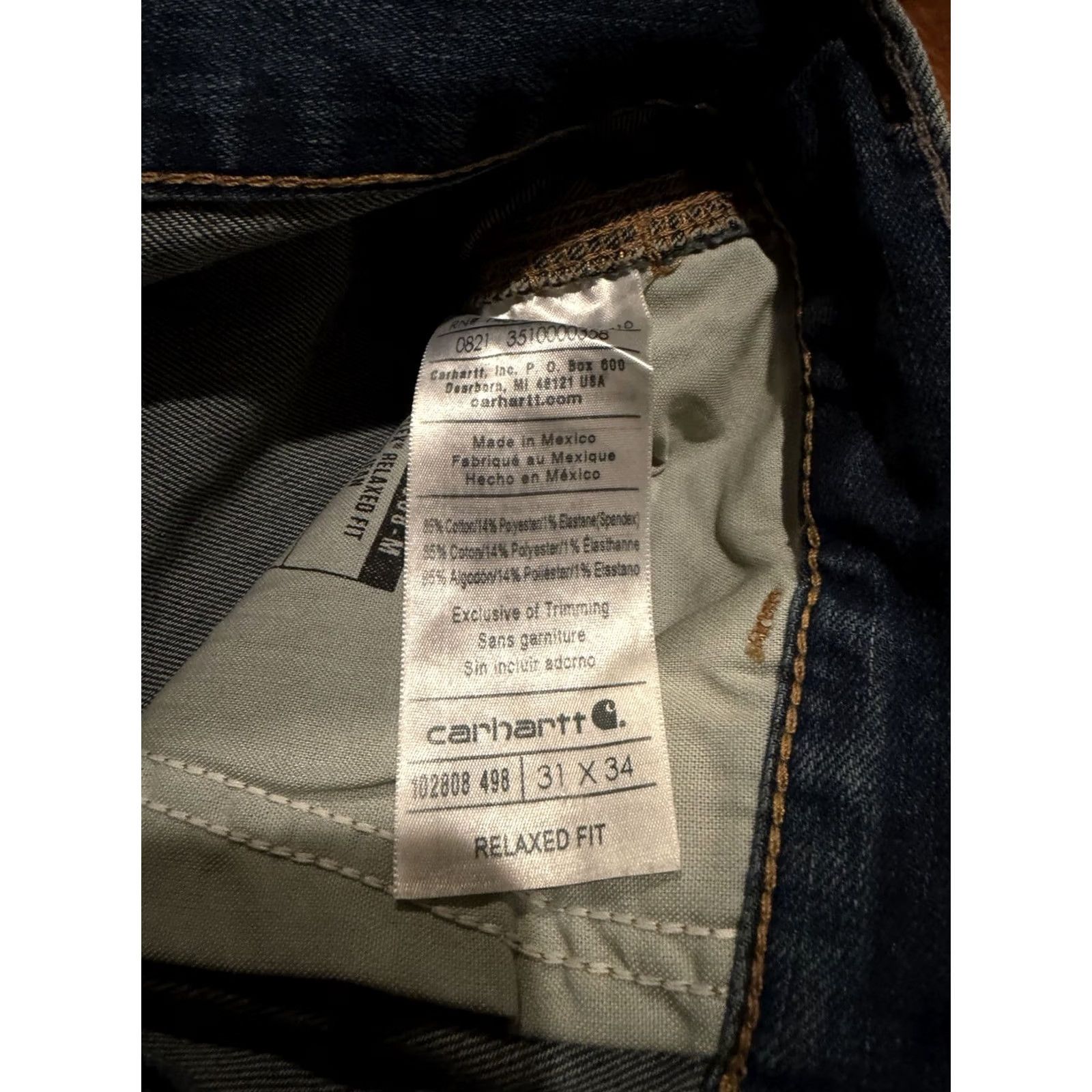 Carhartt Carhartt Jeans Relaxed Type: Jeans 31x34 BD2808M Blue Denim (F656) Men Regular Inseam 34 5-Pocket Design Zip Straight Pockets Rugged Flex Utility Size US 31 - 7 Thumbnail