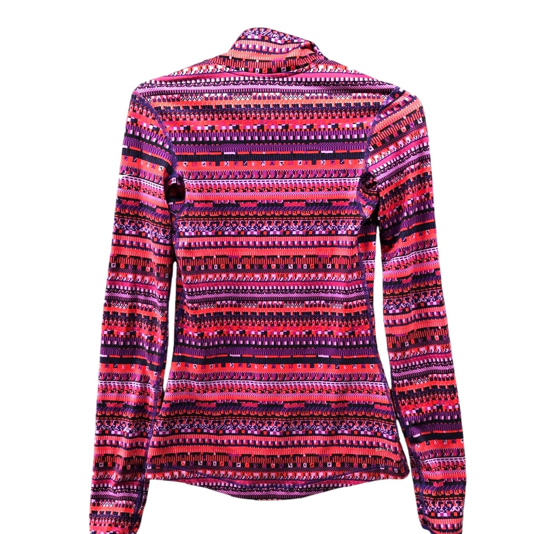 Nike Nike Shirt Womens XS Pink Pro Hyperwarm Long Sleeve Half Zip Pullover Geometric Shirt Size XS / US 0-2 / IT 36-38 - 2 Thumbnail