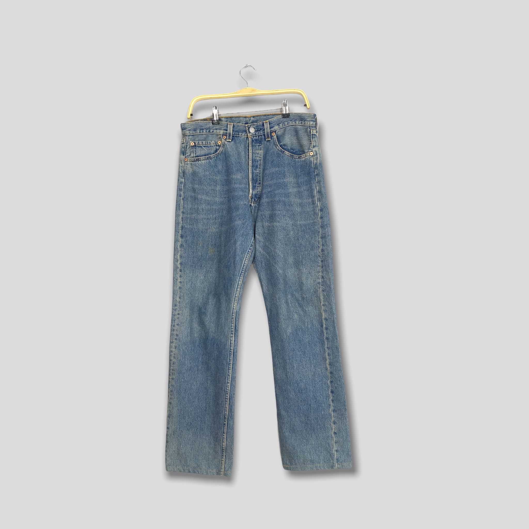 image of Distressed Denim x Levis Size 32X31 Vintage 90's Levi's 501 Dirty Blue Jeans High Rise, Men's