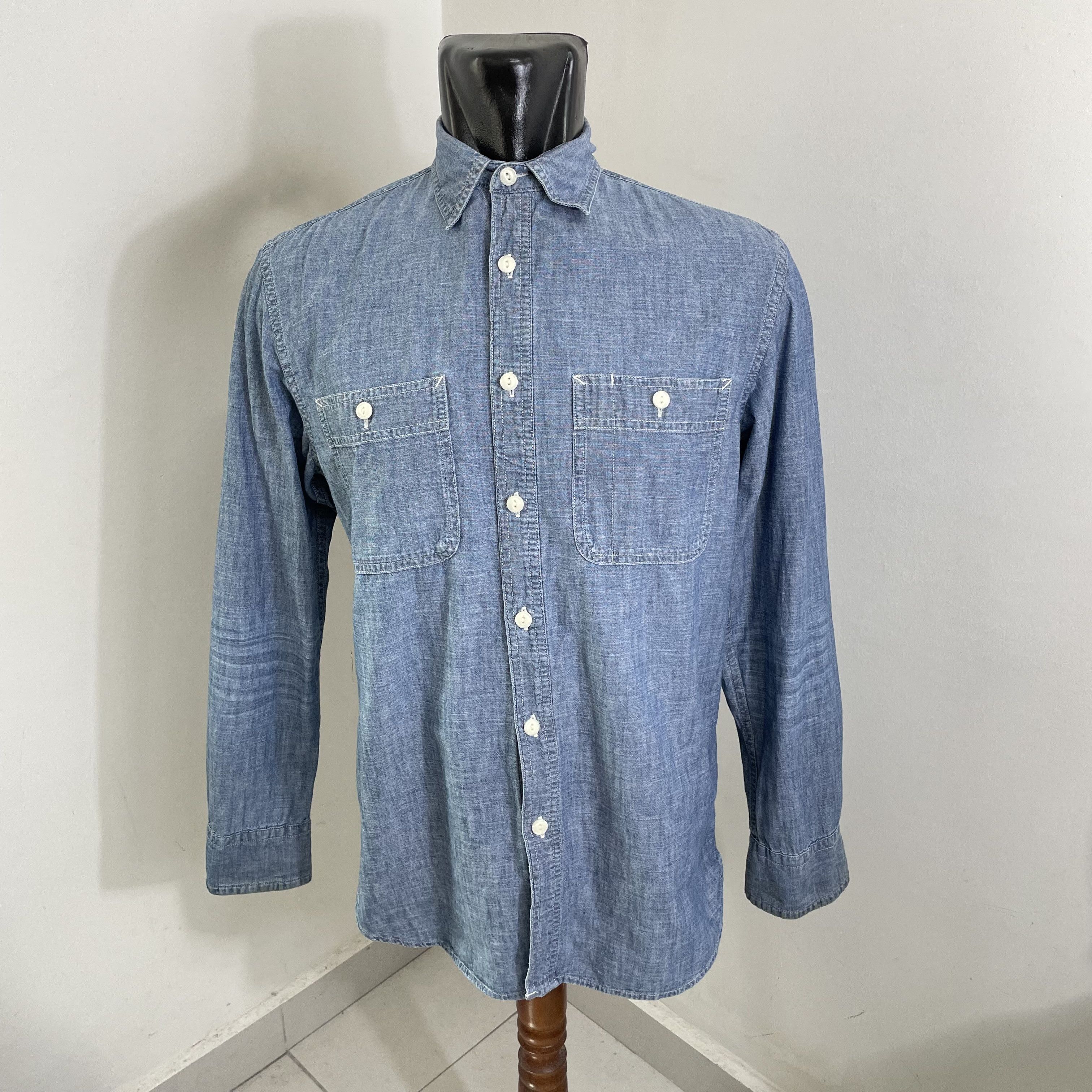 Japanese Brand × Uniqlo ⭐️SALE⭐️ [M] CHAMBRAY UNIQLO JAPAN WORK WEAR SELVEDGE SHIRT Size US M / EU 48-50 / 2 - 1 Thumbnail