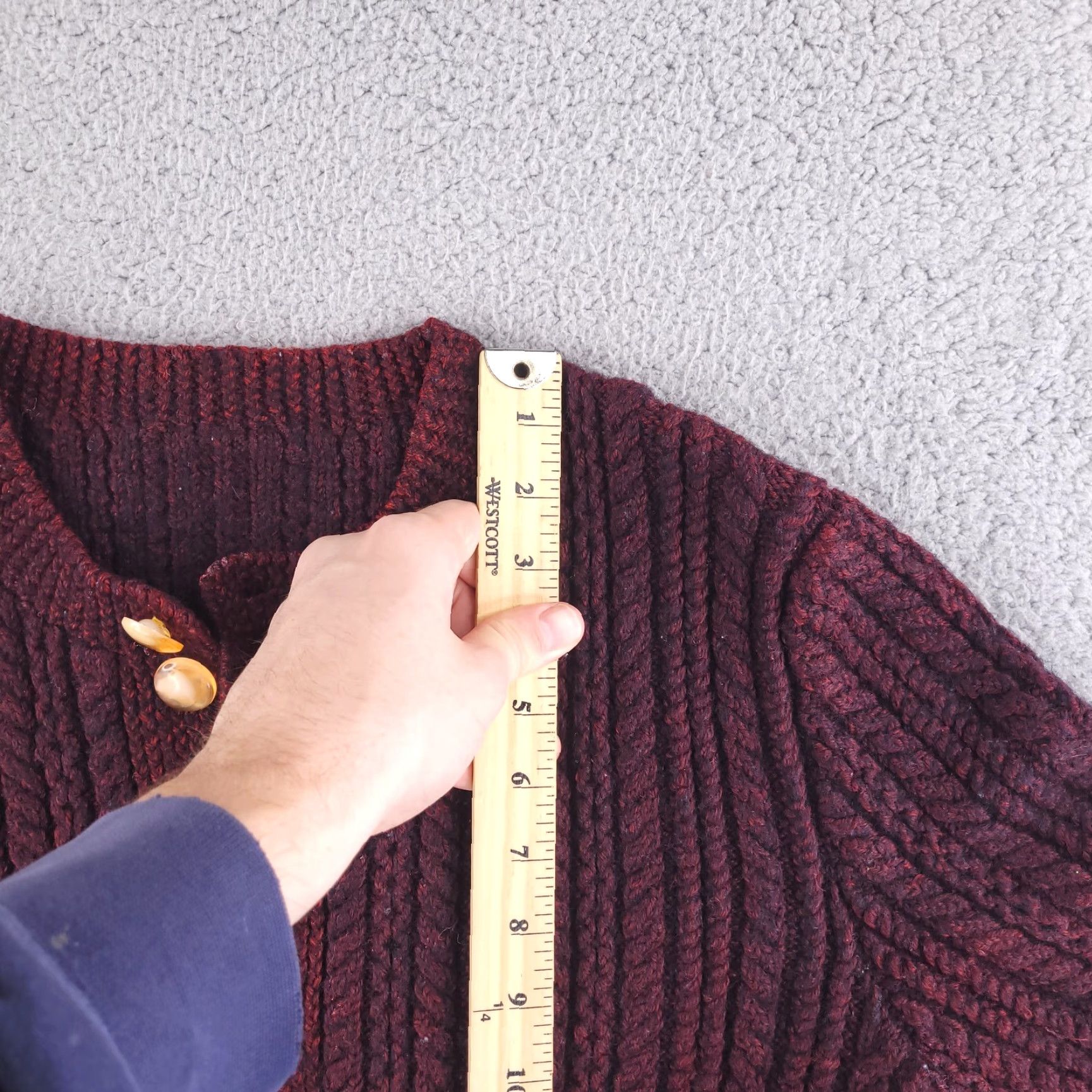 Vintage VINTAGE Wool Sweater Womens Small Red Thick Chunky-Knit Cardigan Size S / US 4 / IT 40 - 5 Thumbnail