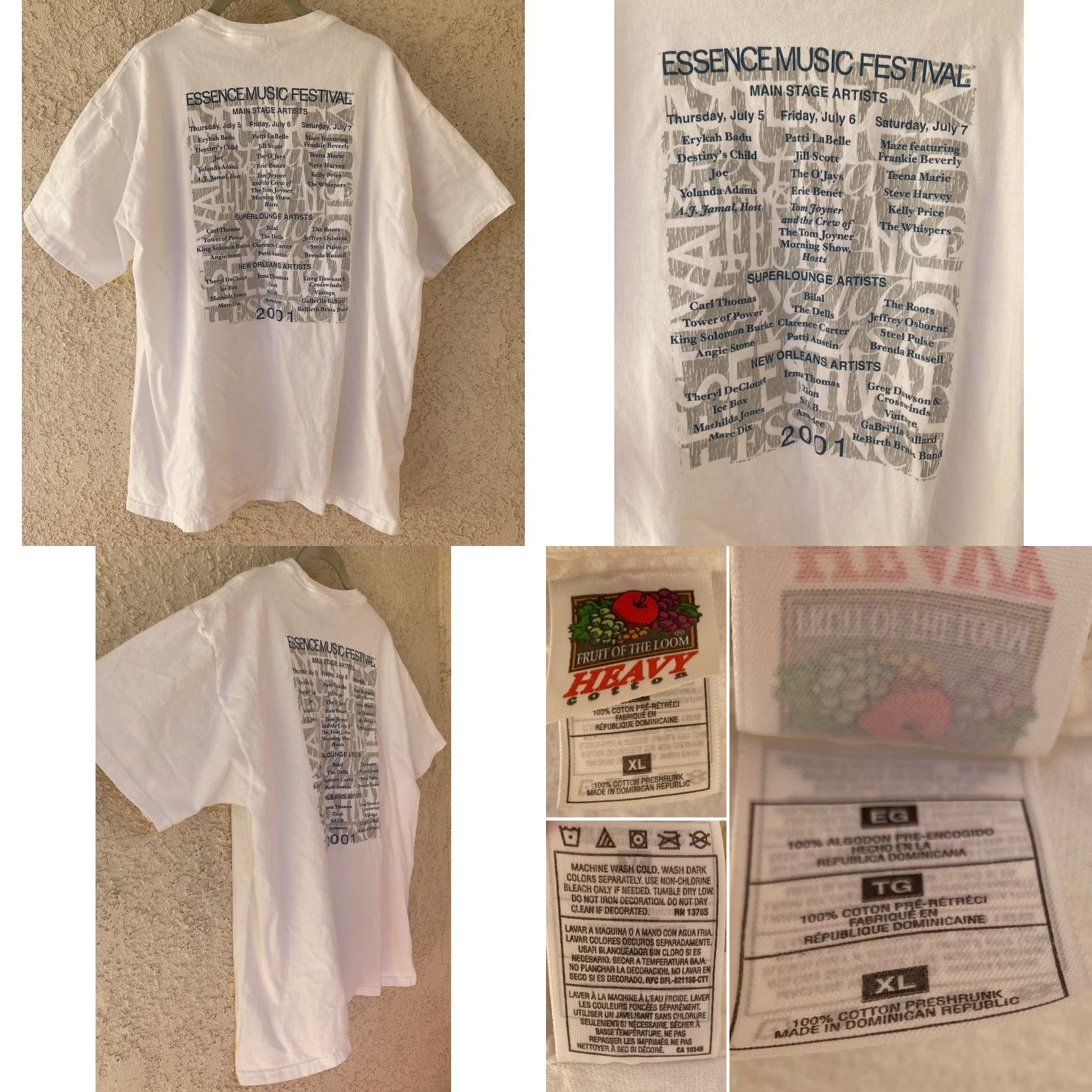 Fruit Of The Loom VINTAGE Essence Music Festival T-Shirt New Orleans Erykah Badu Destiny’s Child XS? XL Size US XL / EU 56 / 4 - 9 Thumbnail