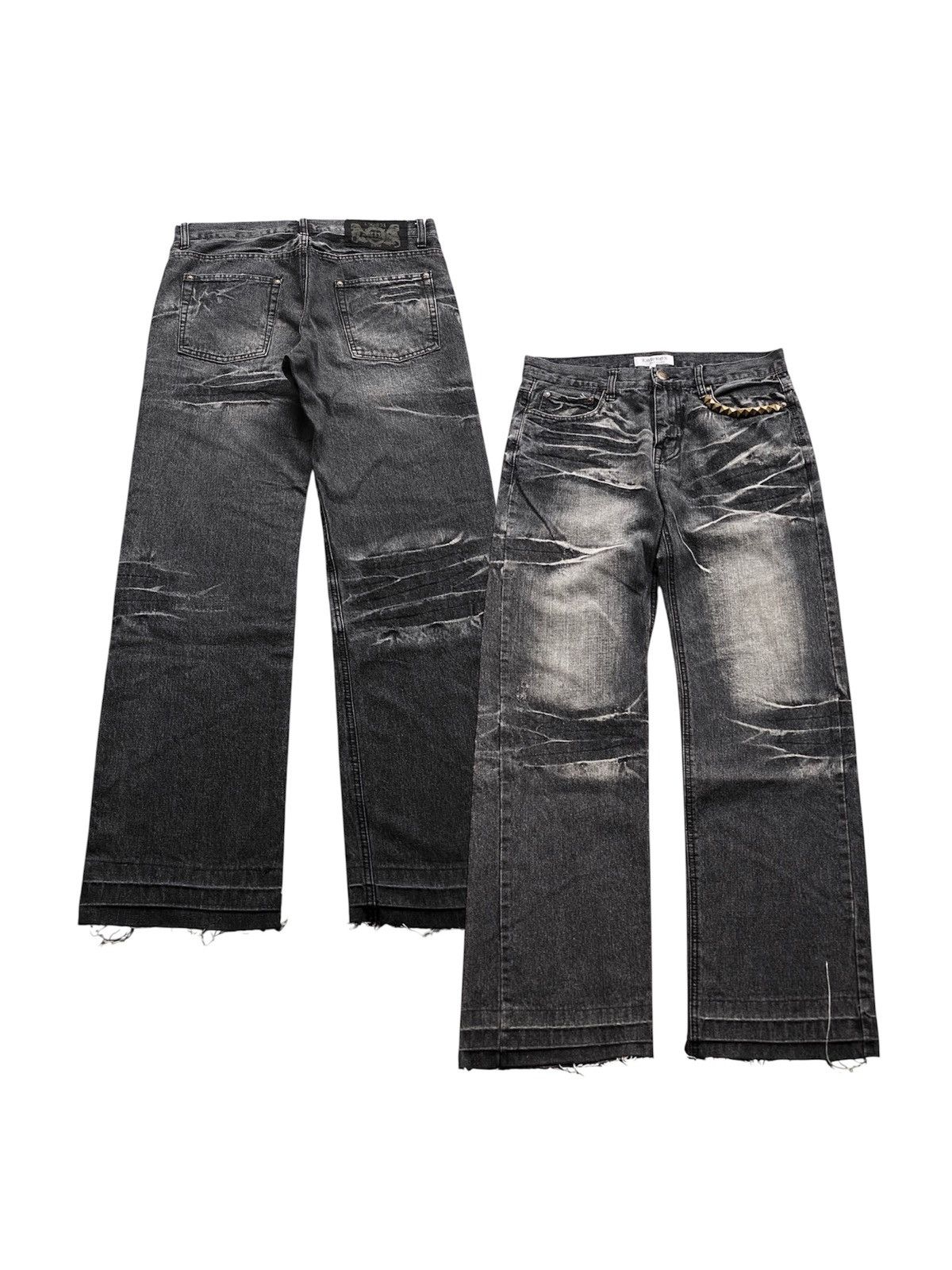 Japanese Brand STUDDED JAPANESE LOWBOX RUSTY BLACK GRAY DENIM Size US 31 - 1 Thumbnail
