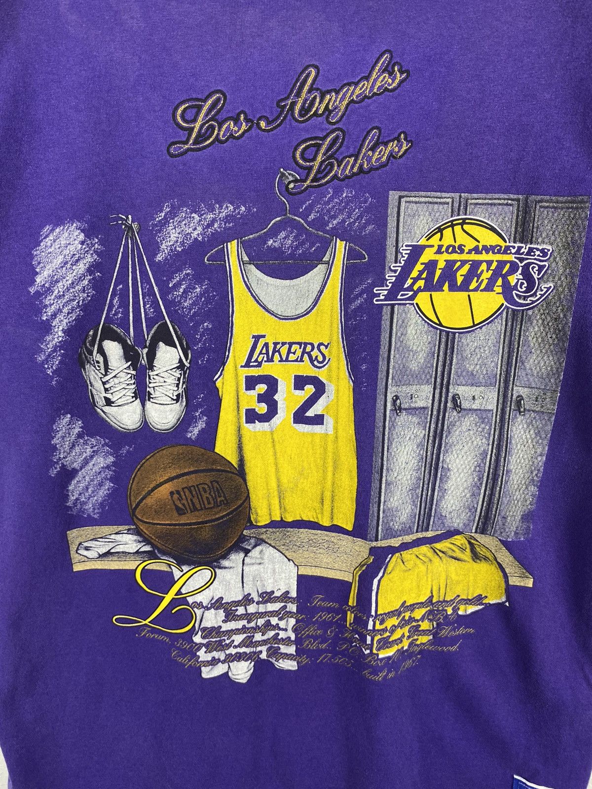 NBA × Vintage Vtg 90s LA Lakers T-Shirt Size US L / EU 52-54 / 3 - 2 Thumbnail