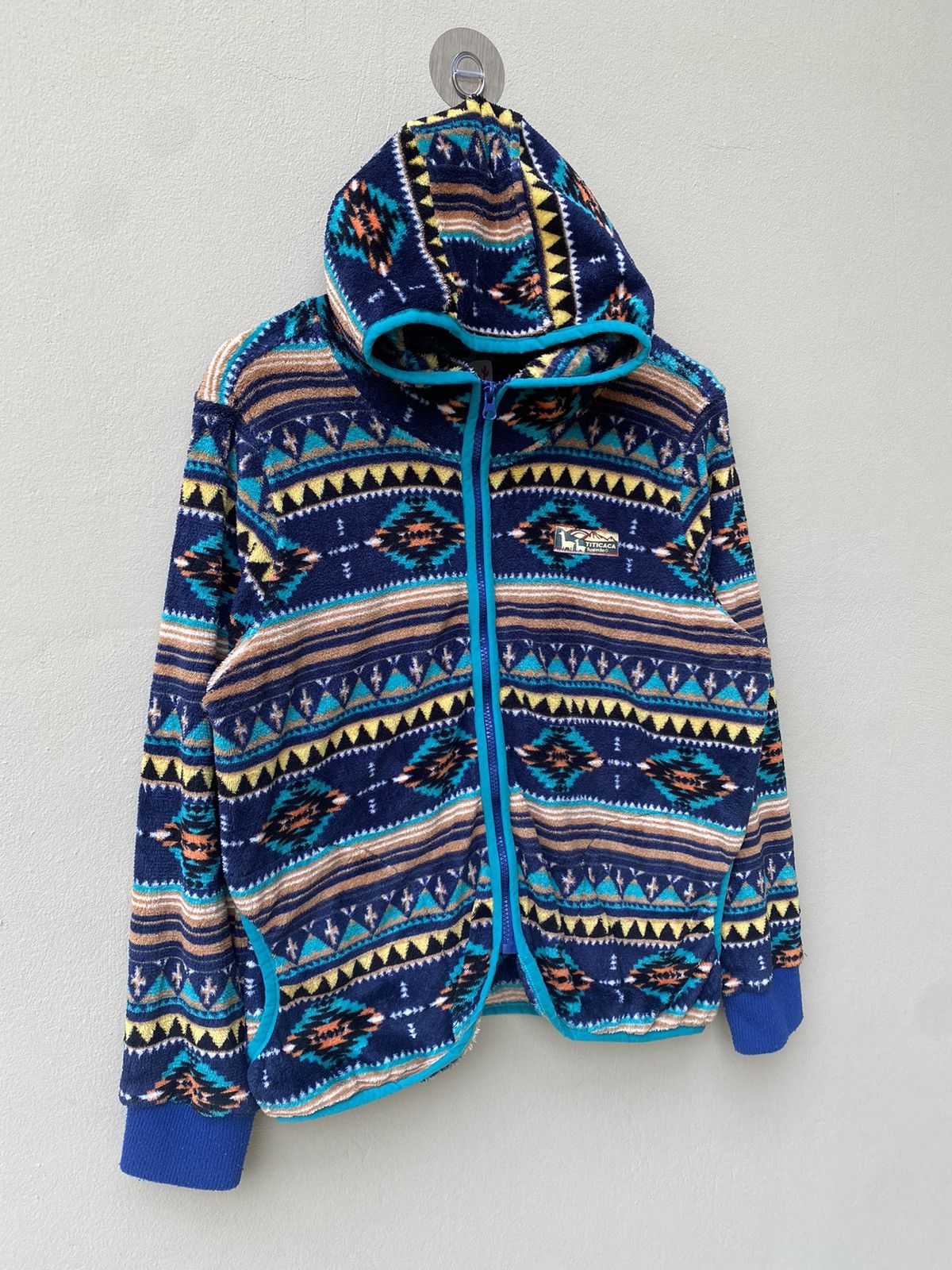 Native RARE VINTAGE TITICACA STYLE NAVACO DESIGN FLEECE JACKET Size US M / EU 48-50 / 2 - 4 Thumbnail