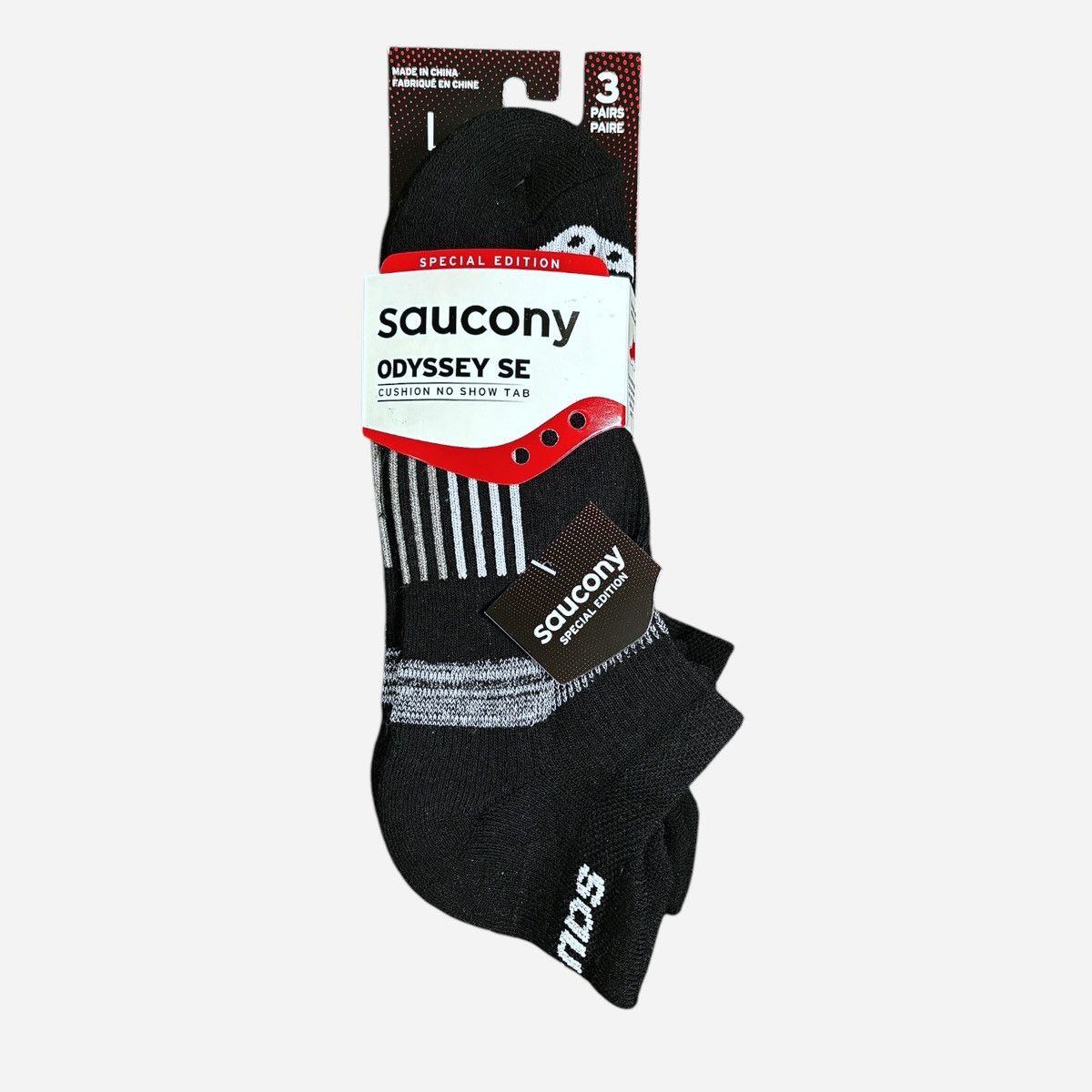 Saucony Saucony Odyssey SE Men’s No Show RunDry Cushion 3 Pair L Size ONE SIZE - 1 Thumbnail