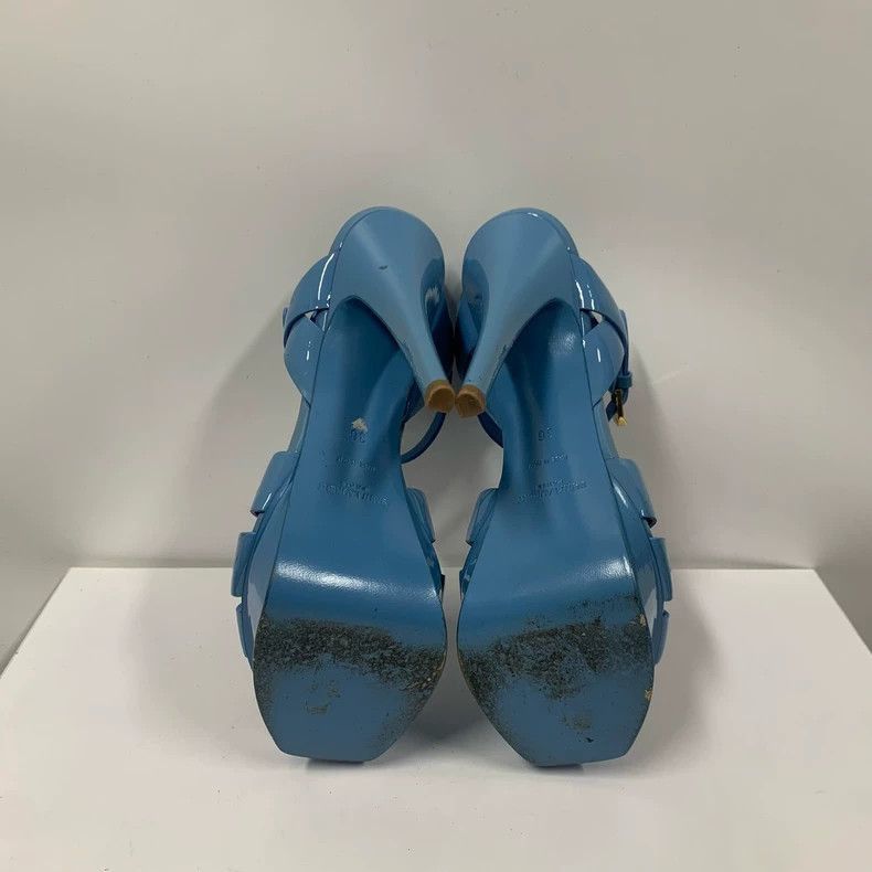 Yves Saint Laurent YSL Blue Patent Leather High Heels Size 36-2506 Size US 6 / IT 36 - 6 Thumbnail