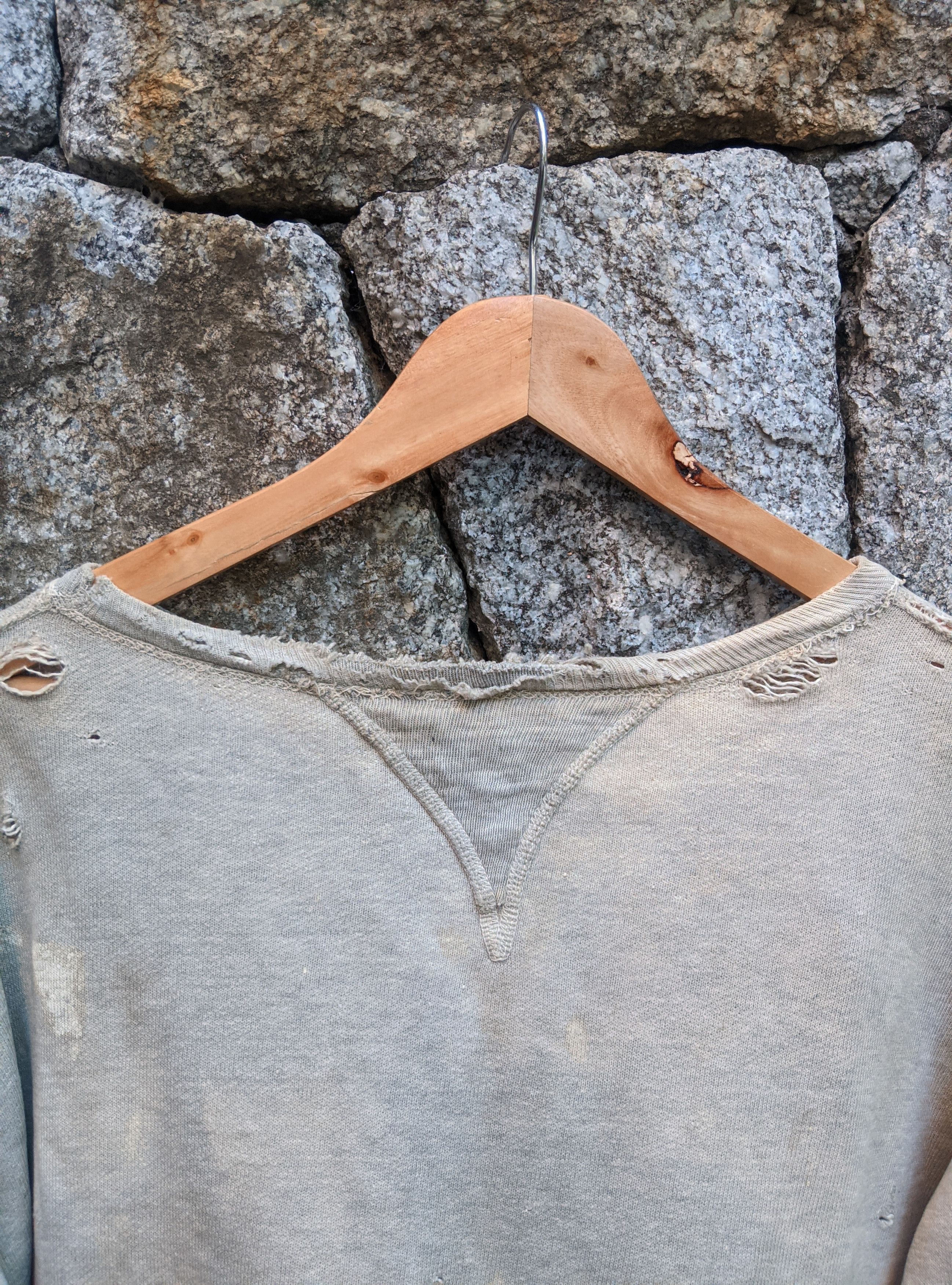 Vintage Vintage 40s destroyed single v sweatshirt afterhood Size US L / EU 52-54 / 3 - 3 Thumbnail