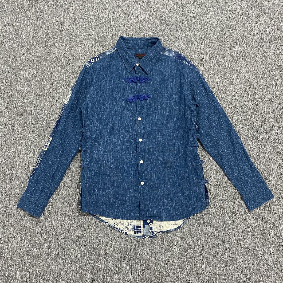 image of Clot Apparel - Chinese Contrast Shirt in Blue, Men's (Size Small)
