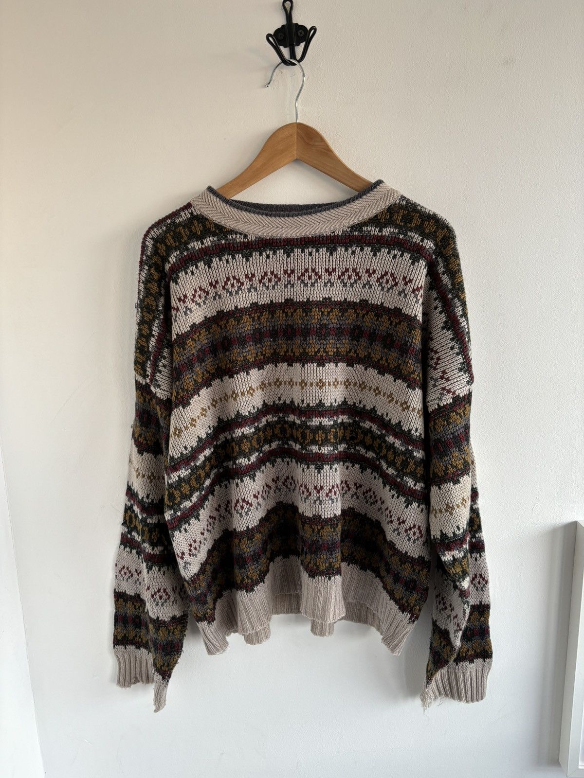 Japanese Brand Vintage Avant Garde Pattern Boxy Distressed Sweater Size US L / EU 52-54 / 3 - 1 Thumbnail