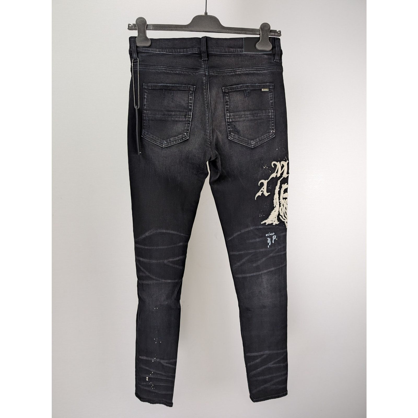 Amiri o1rshd1 Wes Lang Reaper Logo Jean in Aged Black Size US 32 / EU 48 - 9 Thumbnail