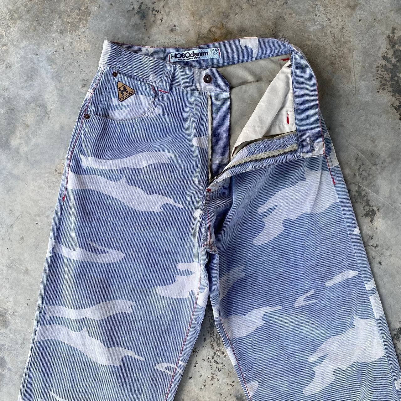 Hobo HOBO DENIM Vintage 90s Wide Leg Blue Camo Skate Pants Baggy Size US 30 / EU 46 - 7 Thumbnail