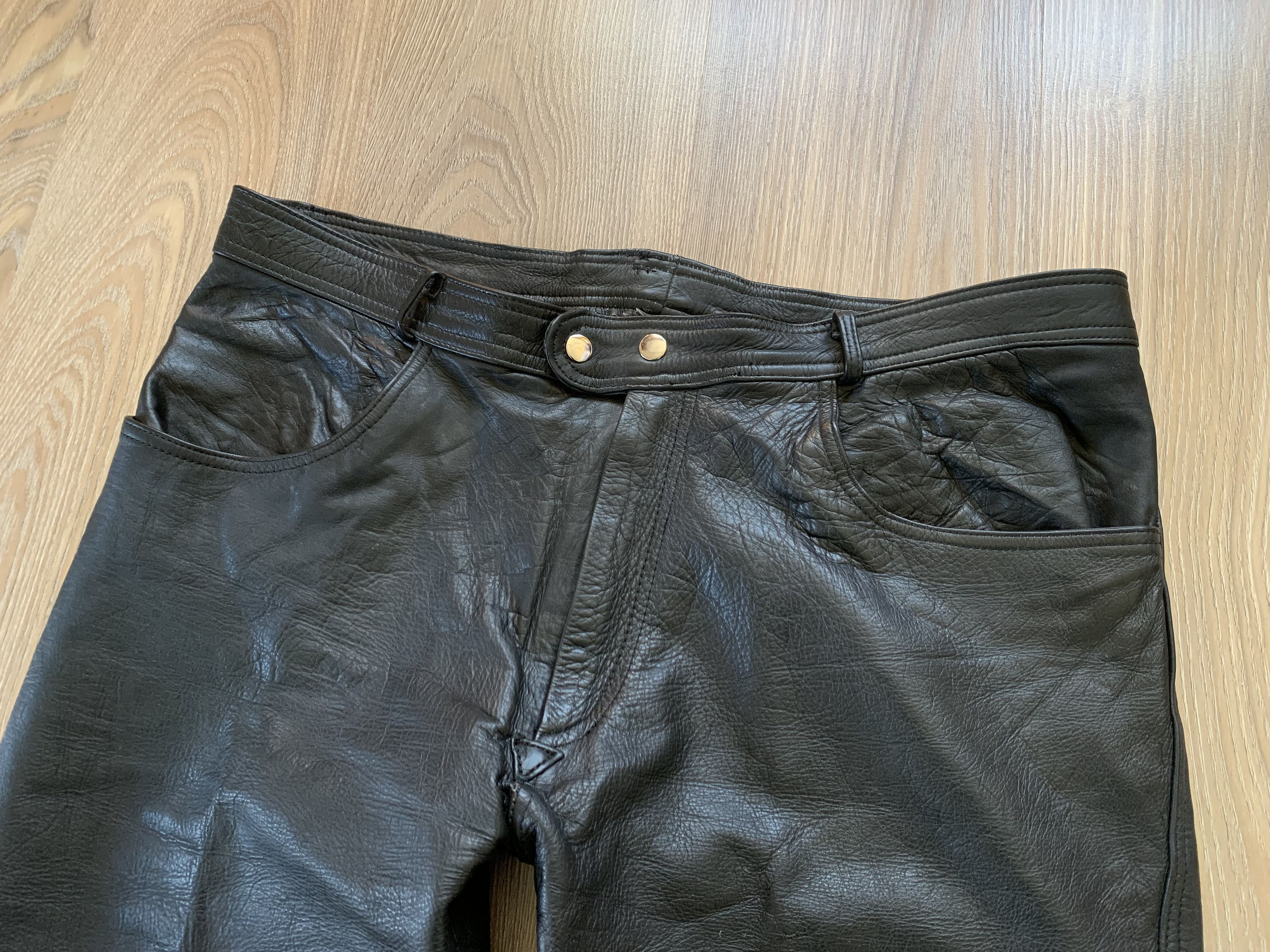 Leather Mens Vintage Black Biker Leather Pants Size US 40 / EU 56 - 4 Thumbnail